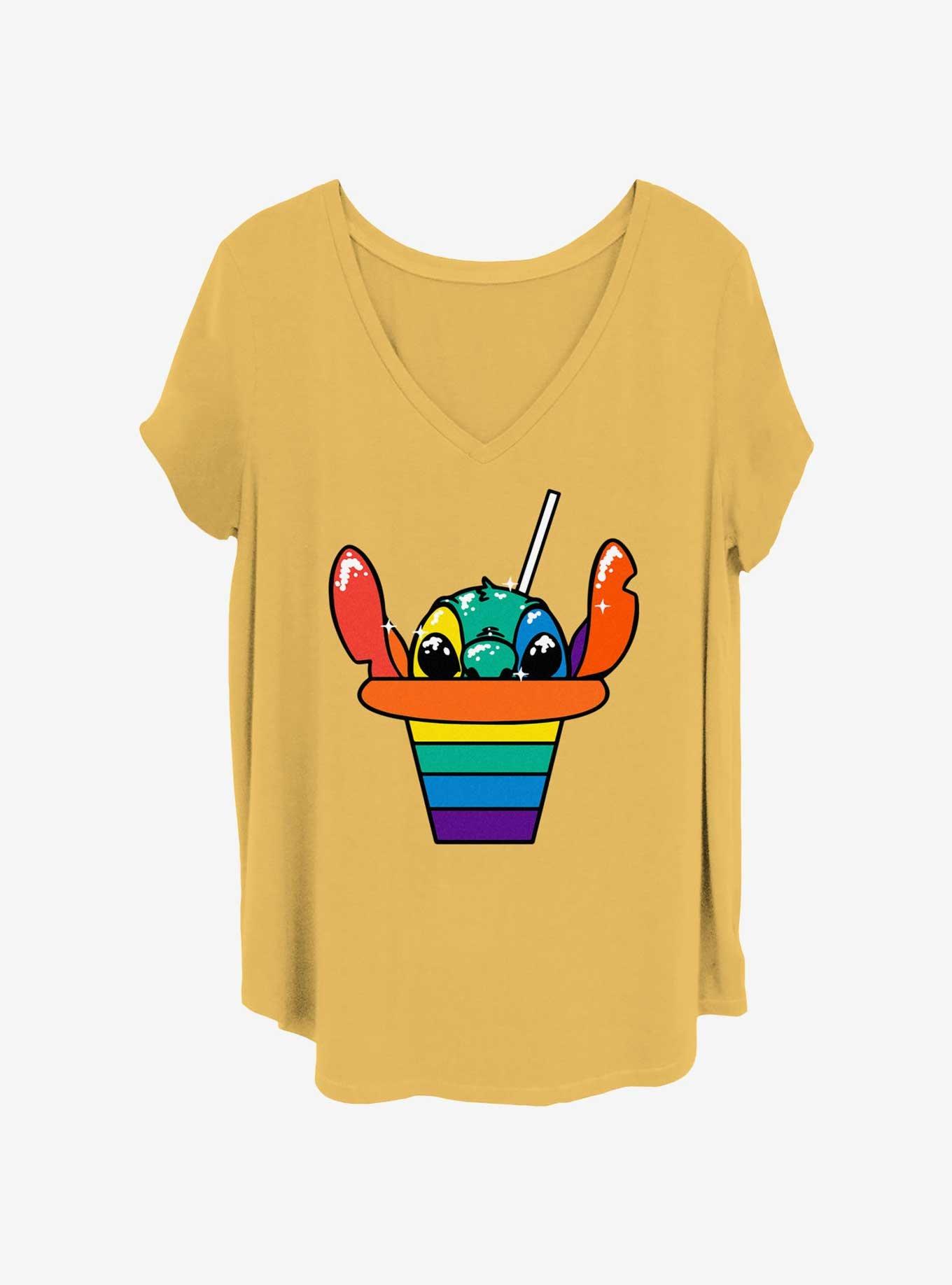 Disney Lilo & Stitch Rainbow Shave Ice Stitch Womens T-Shirt Plus Size, OCHRE, hi-res