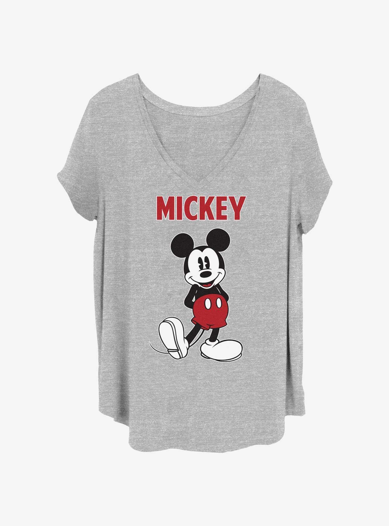 Disney Mickey Mouse Standing Pose Womens T-Shirt Plus Size, HEATHER GR, hi-res