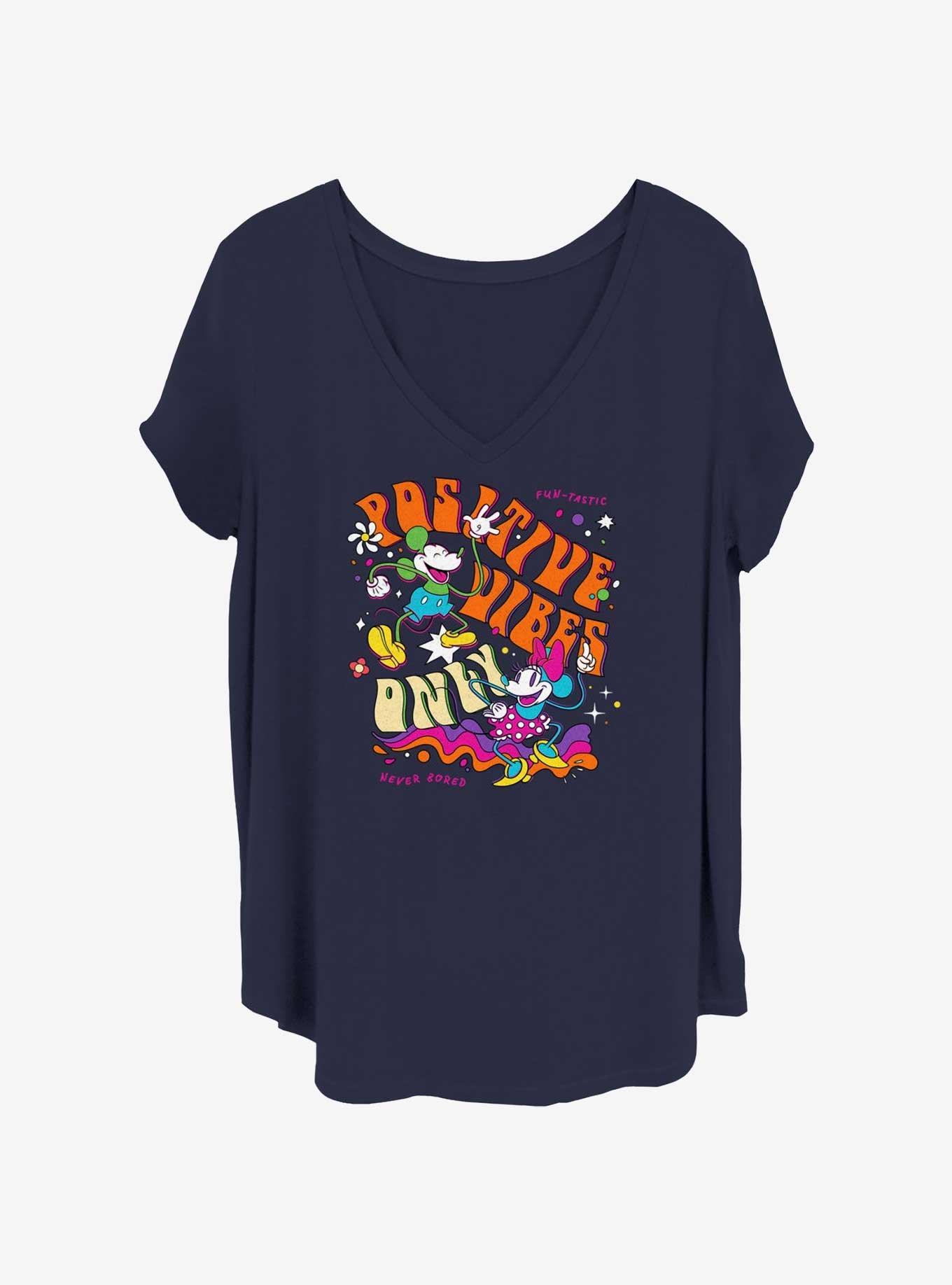 Disney Mickey Mouse Positive Vibes Womens T-Shirt Plus Size, NAVY, hi-res