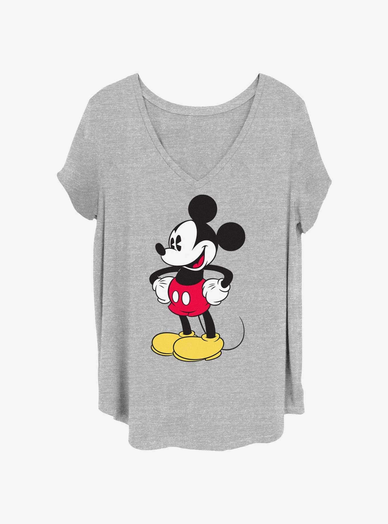 Disney Mickey Mouse Hip Pose Womens T-Shirt Plus Size, HEATHER GR, hi-res