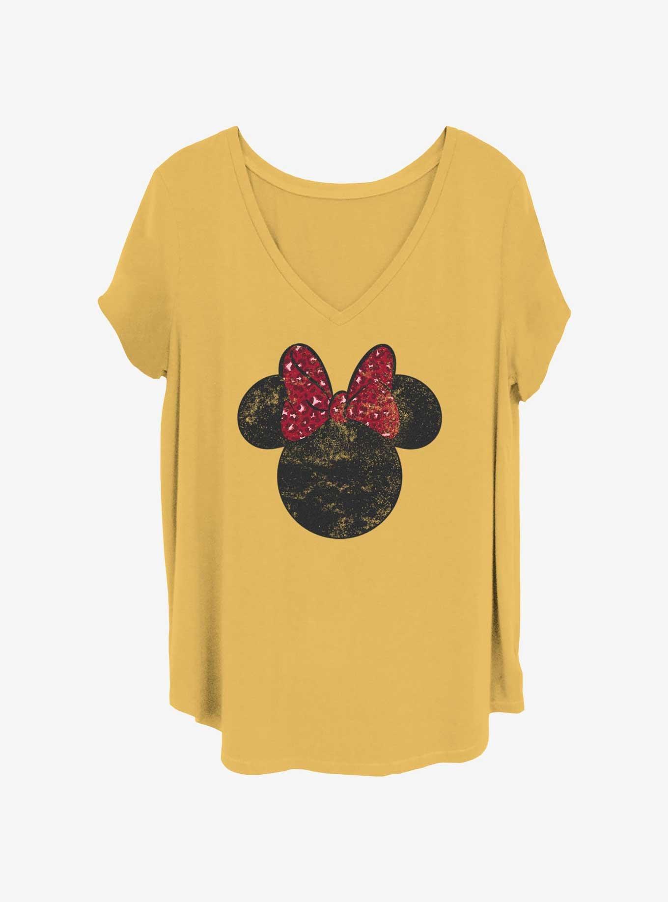 Disney Minnie Mouse Minnie Leopard Bow Womens T-Shirt Plus Size, OCHRE, hi-res