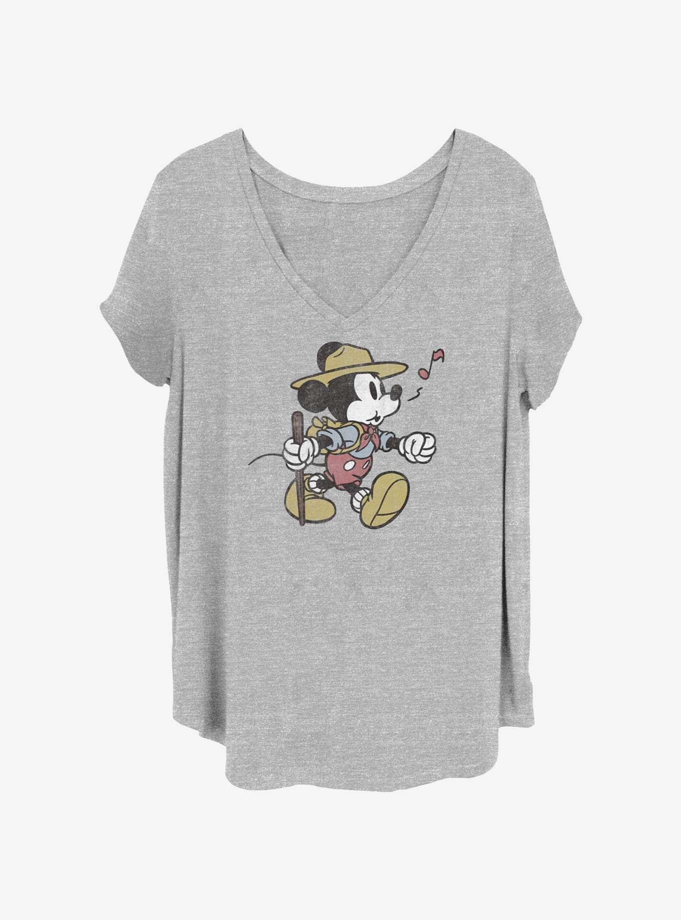 Disney Mickey Mouse Dis Mickey Likes Hikes Womens T-Shirt Plus Size, HEATHER GR, hi-res