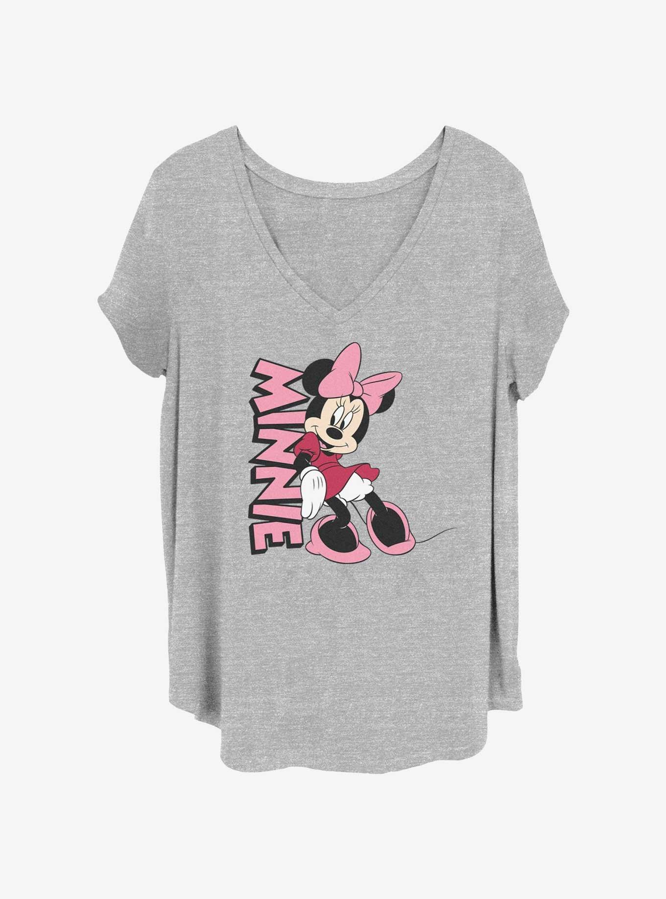 Disney Minnie Mouse Lean Pose Womens T-Shirt Plus Size, HEATHER GR, hi-res