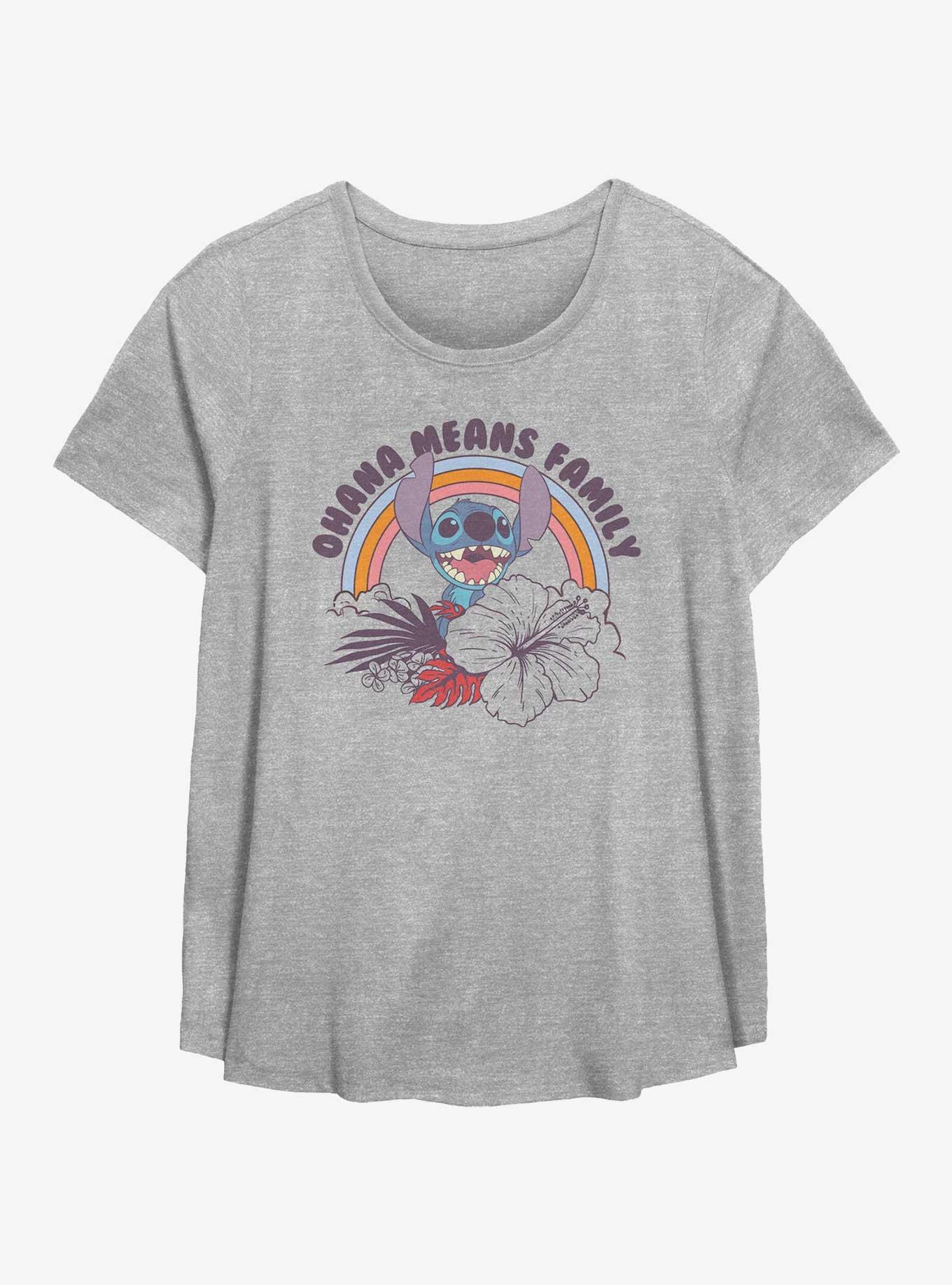 Disney Lilo & Stitch Stitch Ohana Rainbow Womens T-Shirt Plus Size, , hi-res