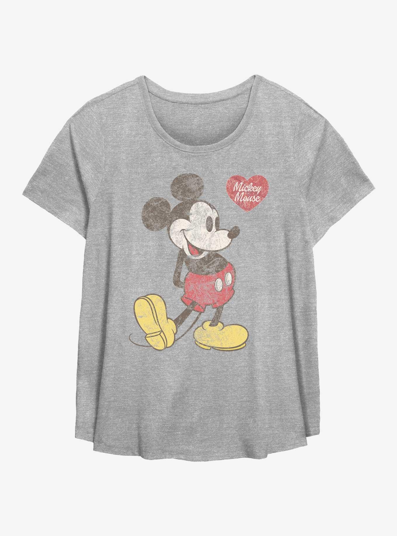 Disney Mickey Mouse Classic Mickey Calligraphy Heart Womens T-Shirt Plus Size