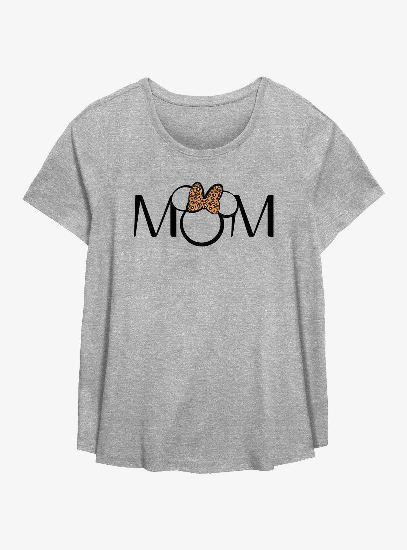 Disney Minnie Mouse Minnie Mom Leopard Ears Womens T-Shirt Plus Size, HEATHER GR, hi-res