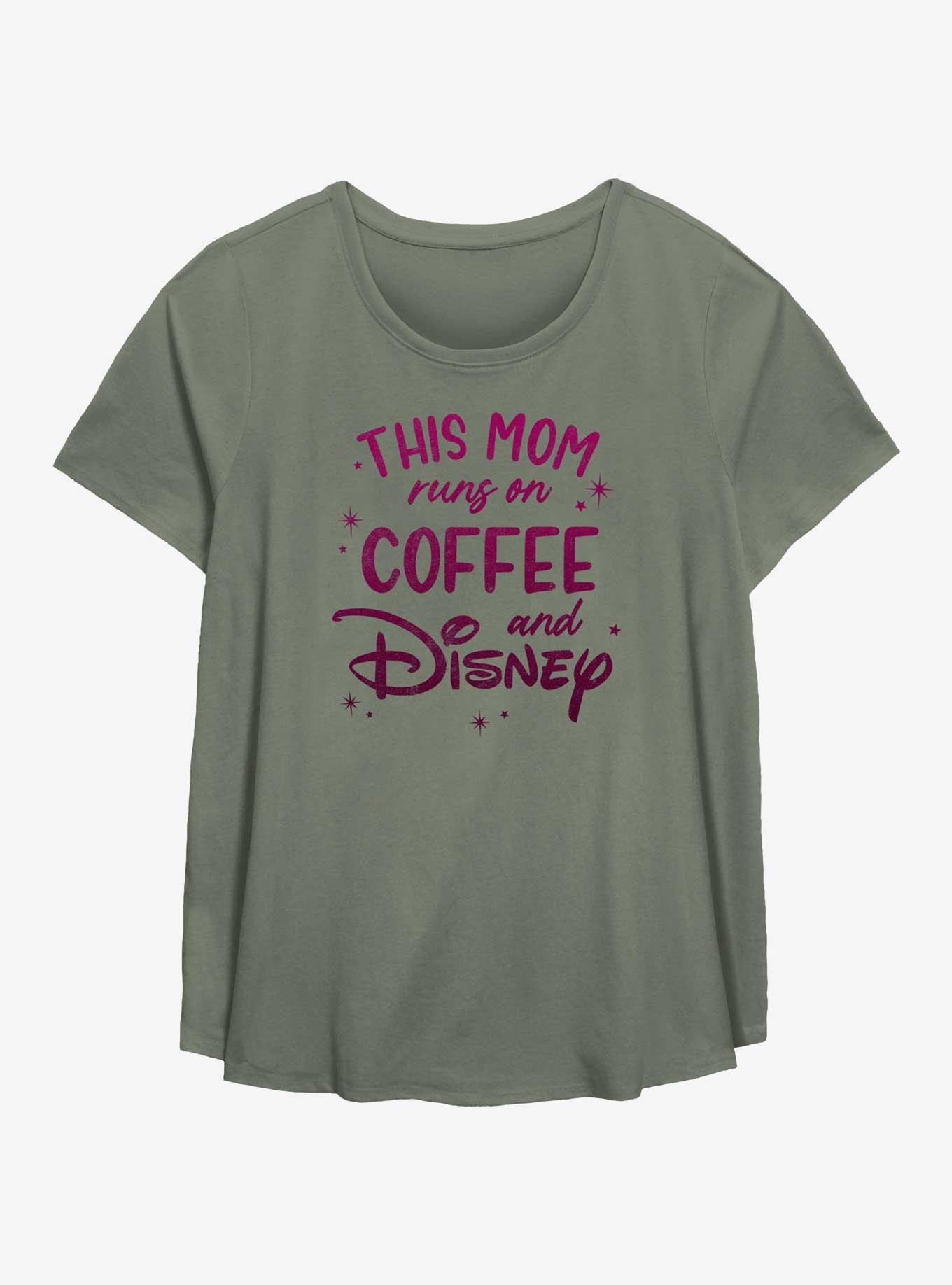 Disney This Mom Runs On Coffee And Disney Womens T-Shirt Plus Size, SAGE, hi-res