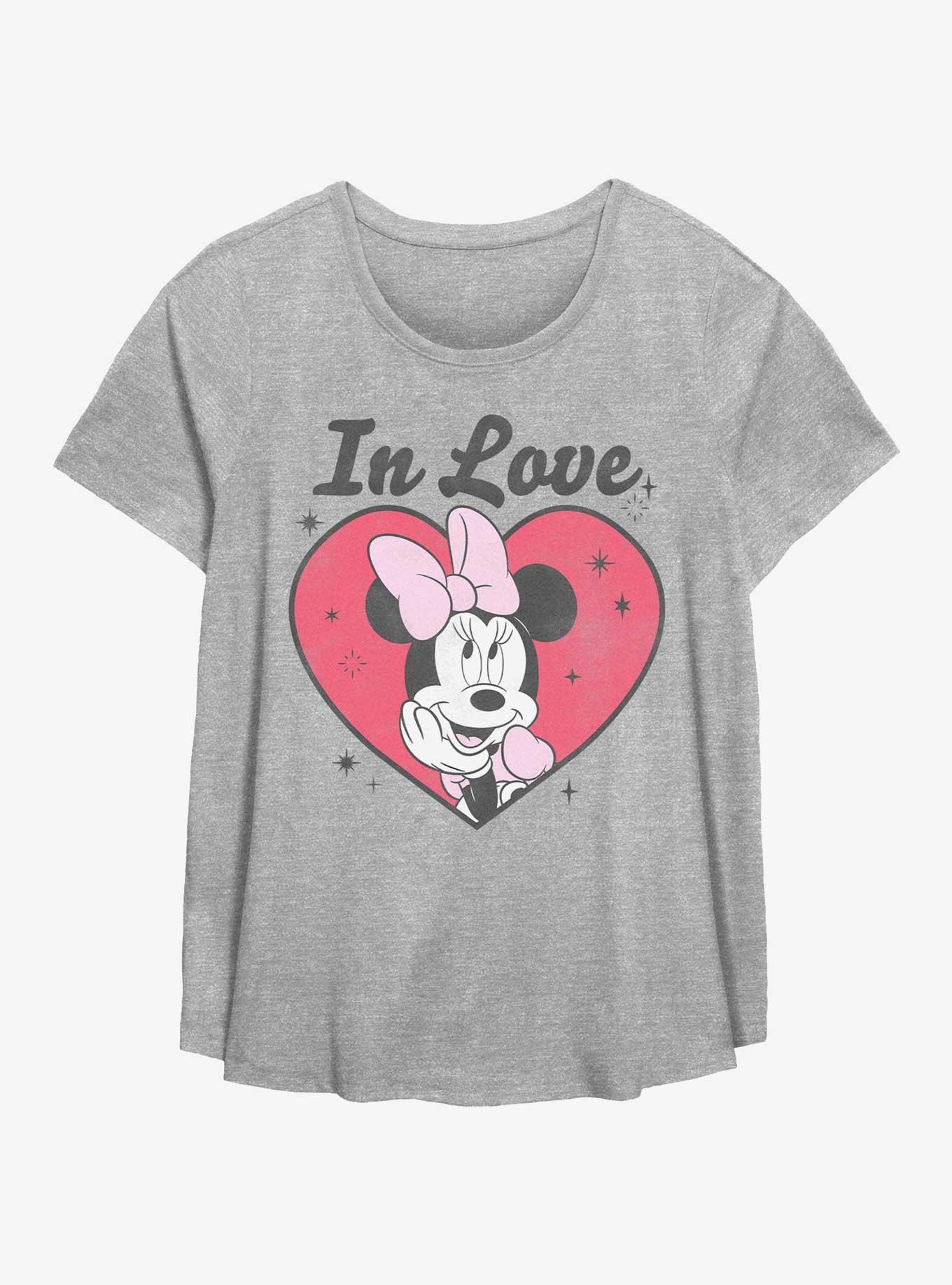 Disney Minnie Mouse In Love Womens T-Shirt Plus Size, HEATHER GR, hi-res