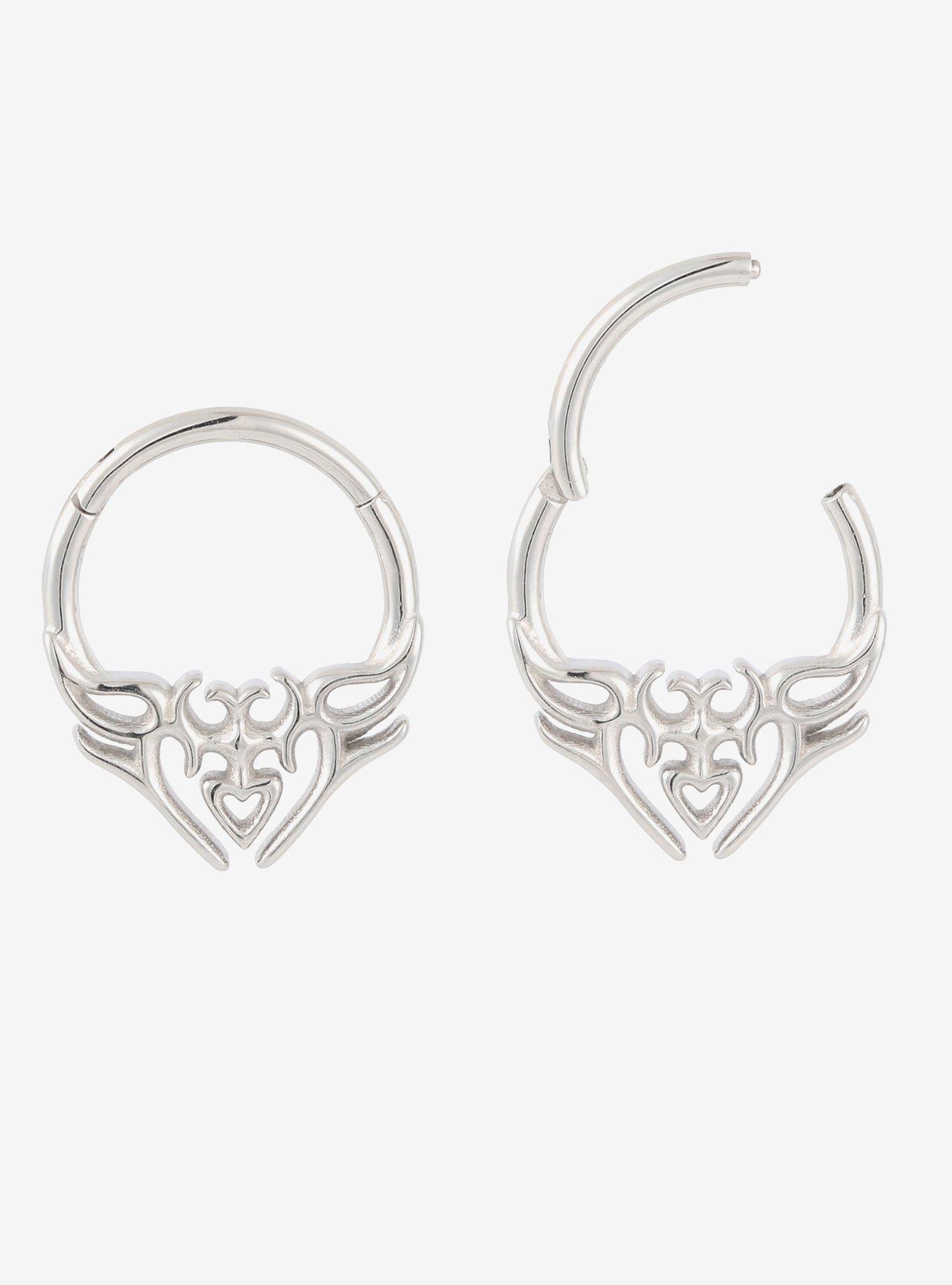 14G Steel Heart Flame Hinged Clicker, , hi-res