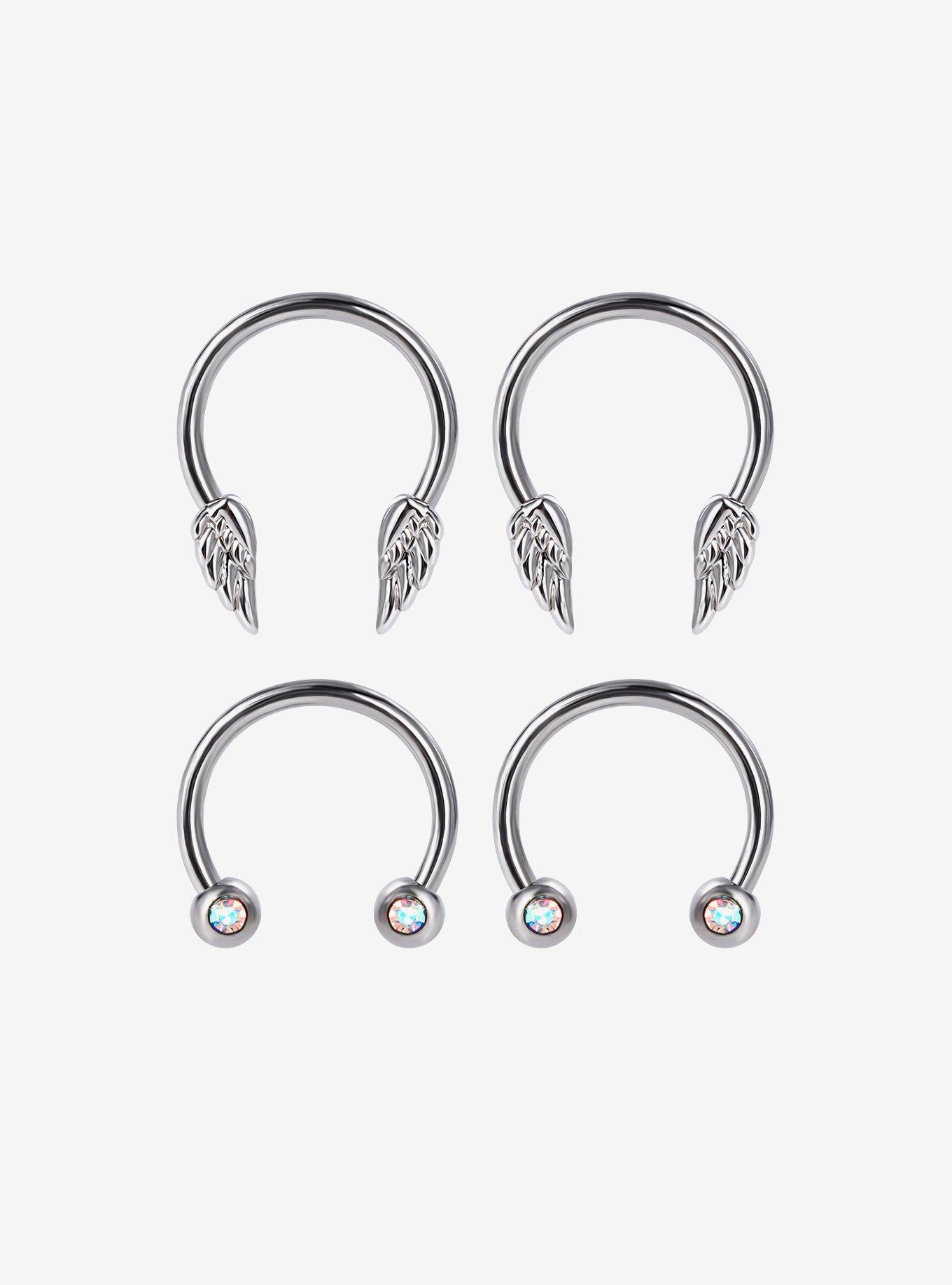 Steel Wing & Gem Circular Barbell 4 Pack, , hi-res
