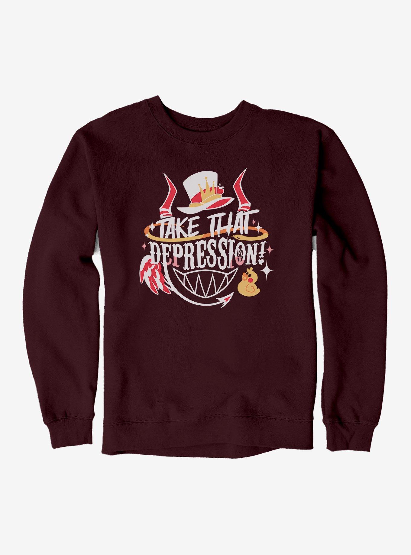 Hazbin Hotel Lucifer Take That Depression Sweatshirt, MAROON, hi-res