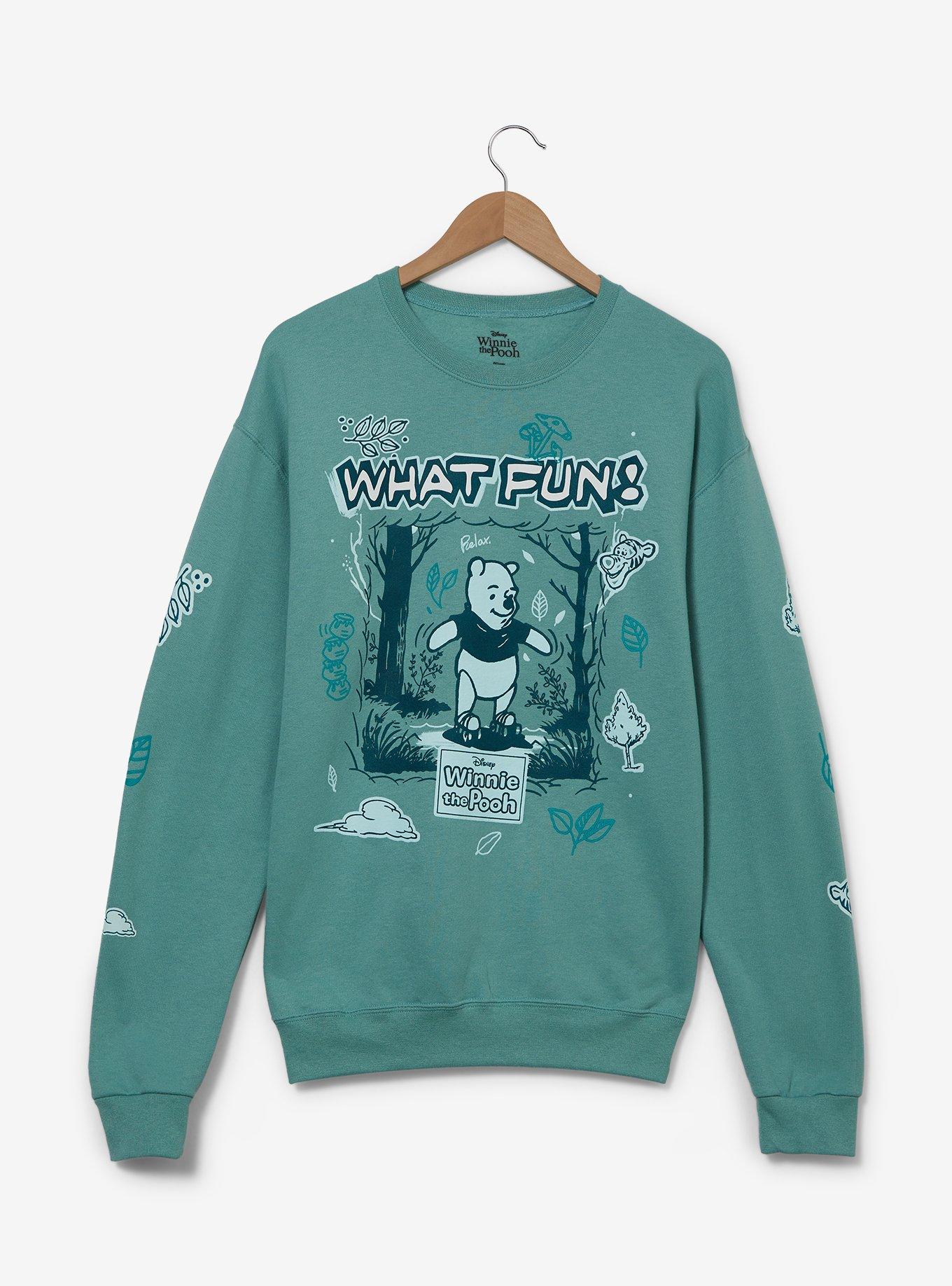 Disney Winnie the Pooh Tonal Doodle Icons Women's Crewneck, AQUA, hi-res