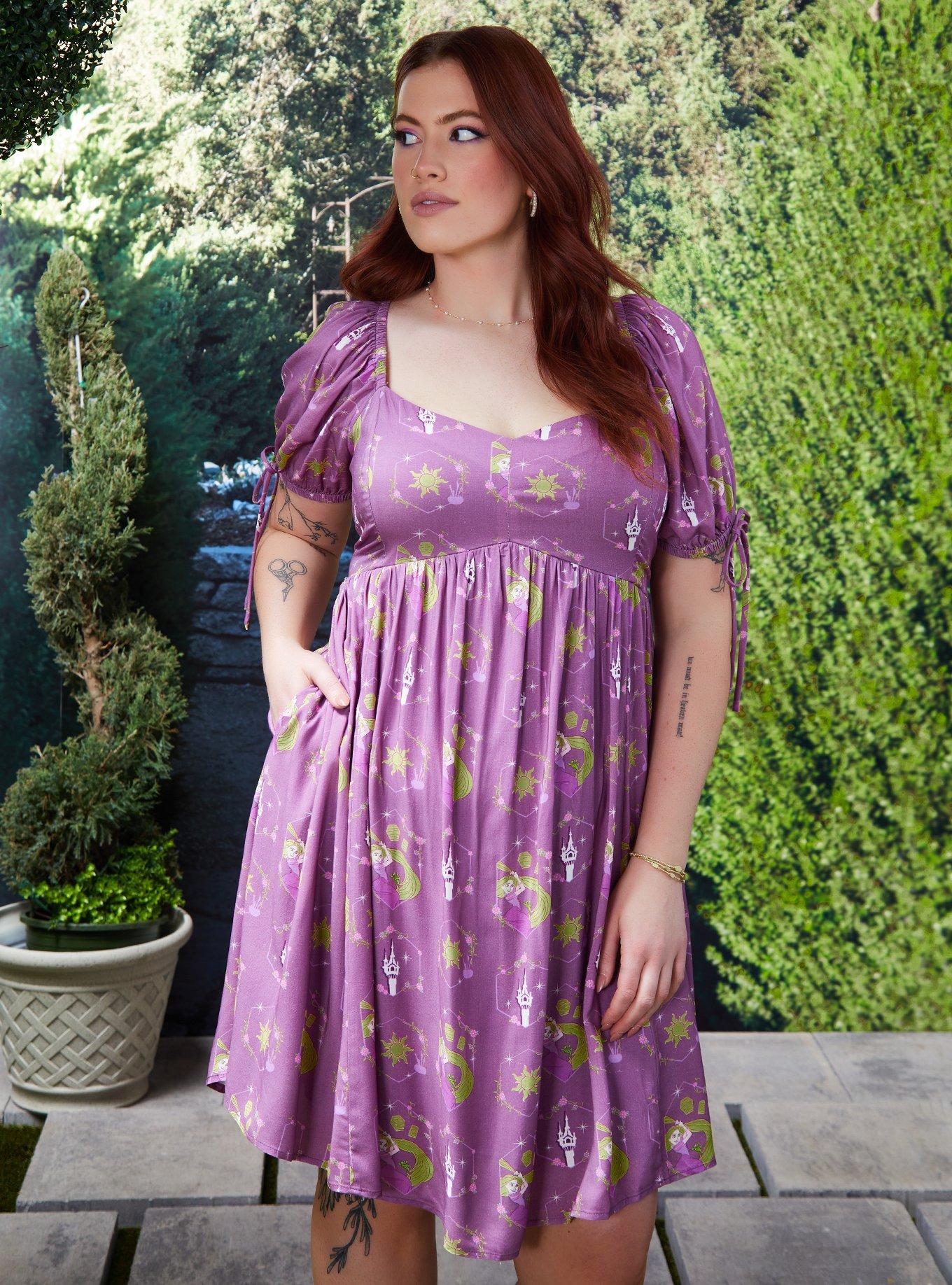 Disney Tangled Icons Allover Print Plus Size Smock Dress, , hi-res