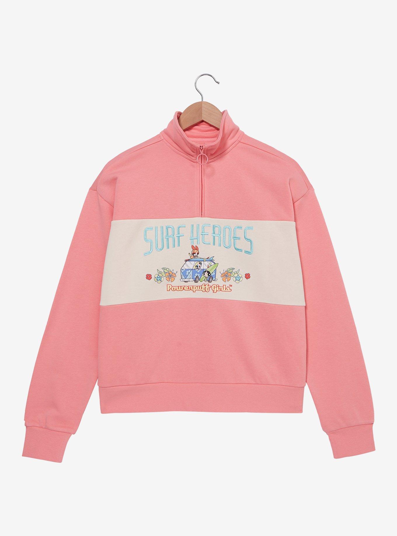 The Powerpuff Girls Surf Heroes Women's Quarter Zip Crewneck - BoxLunch Exclusive, , hi-res