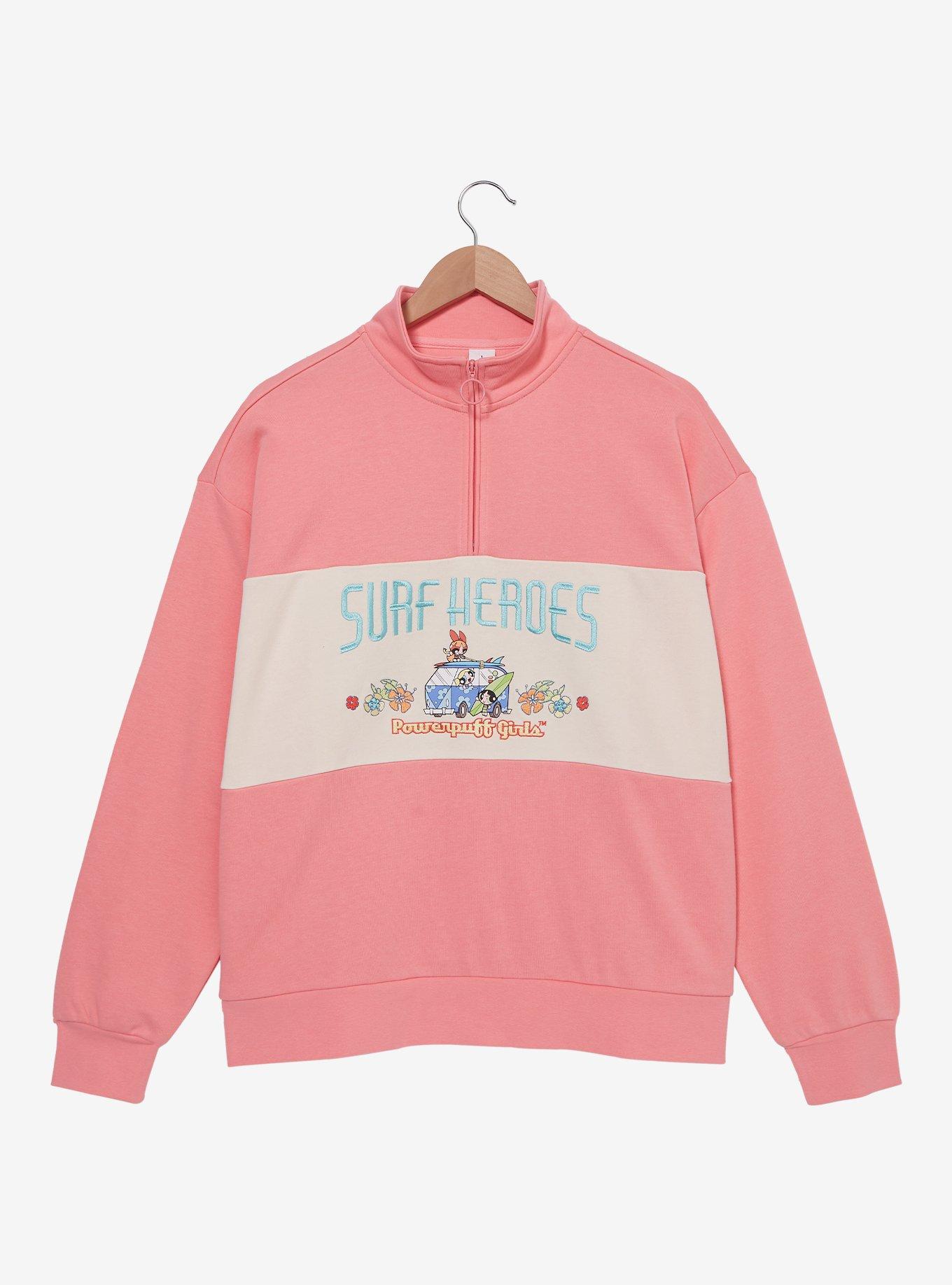 The Powerpuff Girls Surf Heroes Women's Plus Size Quarter Zip Crewneck - BoxLunch Exclusive, , hi-res