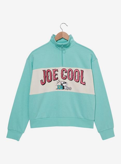 peanuts　MHL. Peanuts Snoopy Joe Cool Surfing Women's Quarter Zip Crewneck