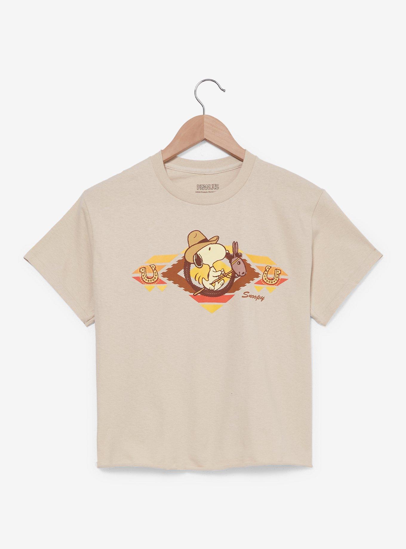 Peanuts Snoopy Cowboy Western Pattern Women's Cropped T-Shirt, , hi-res