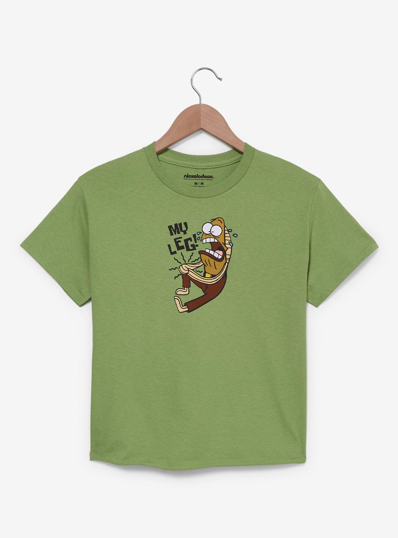 SpongeBob SquarePants My Leg Guy Women's Cropped T-Shirt, LIGHT GREEN, hi-res