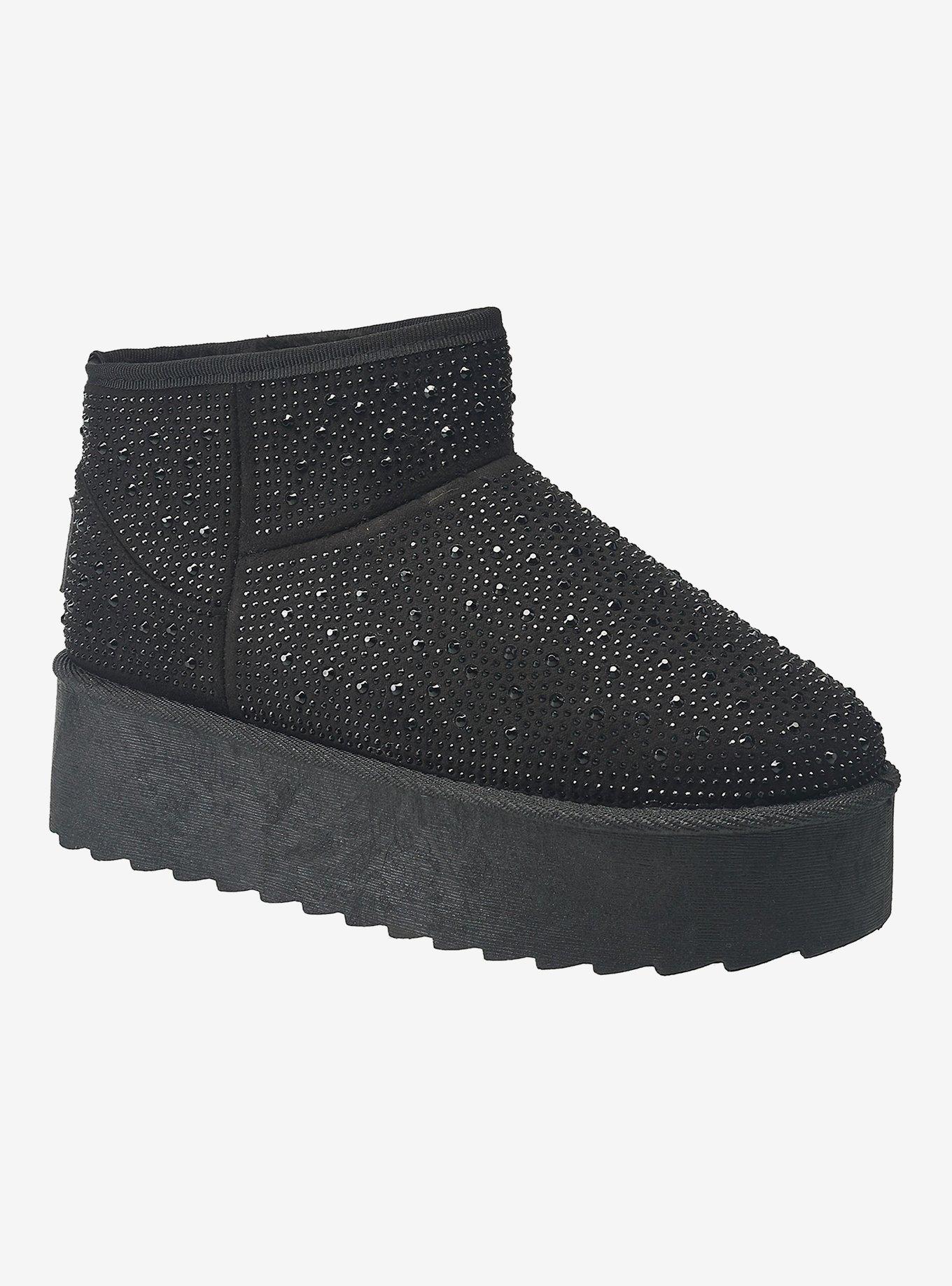 Terry Rhinestone Boot Black Hot Topic
