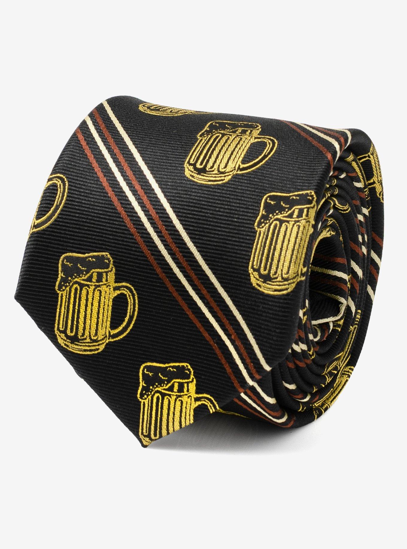 Beer Aficionado Black Striped Silk Blend Tie, , hi-res