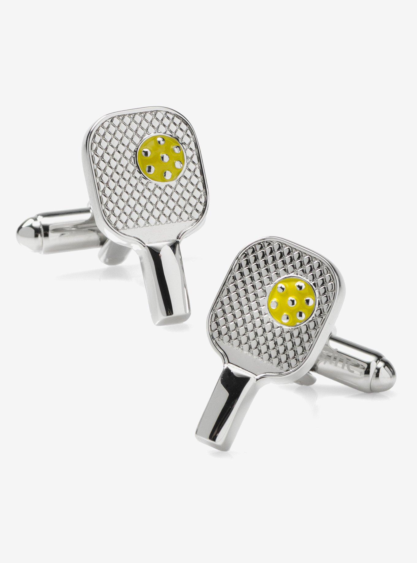 Pickleball Racket Silver Cufflinks, , hi-res