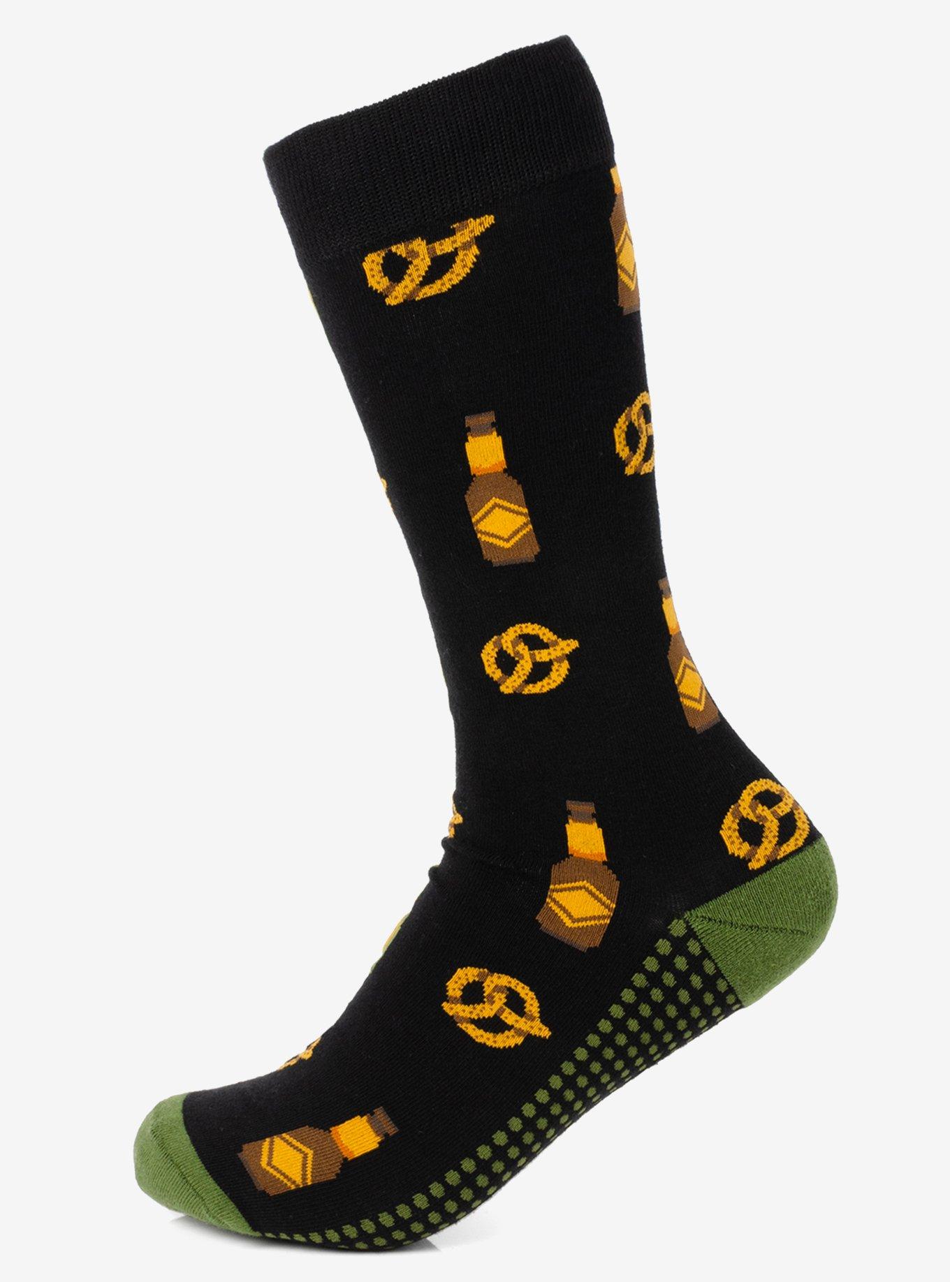 Beer Day Snacks Black Men's Socks, , hi-res