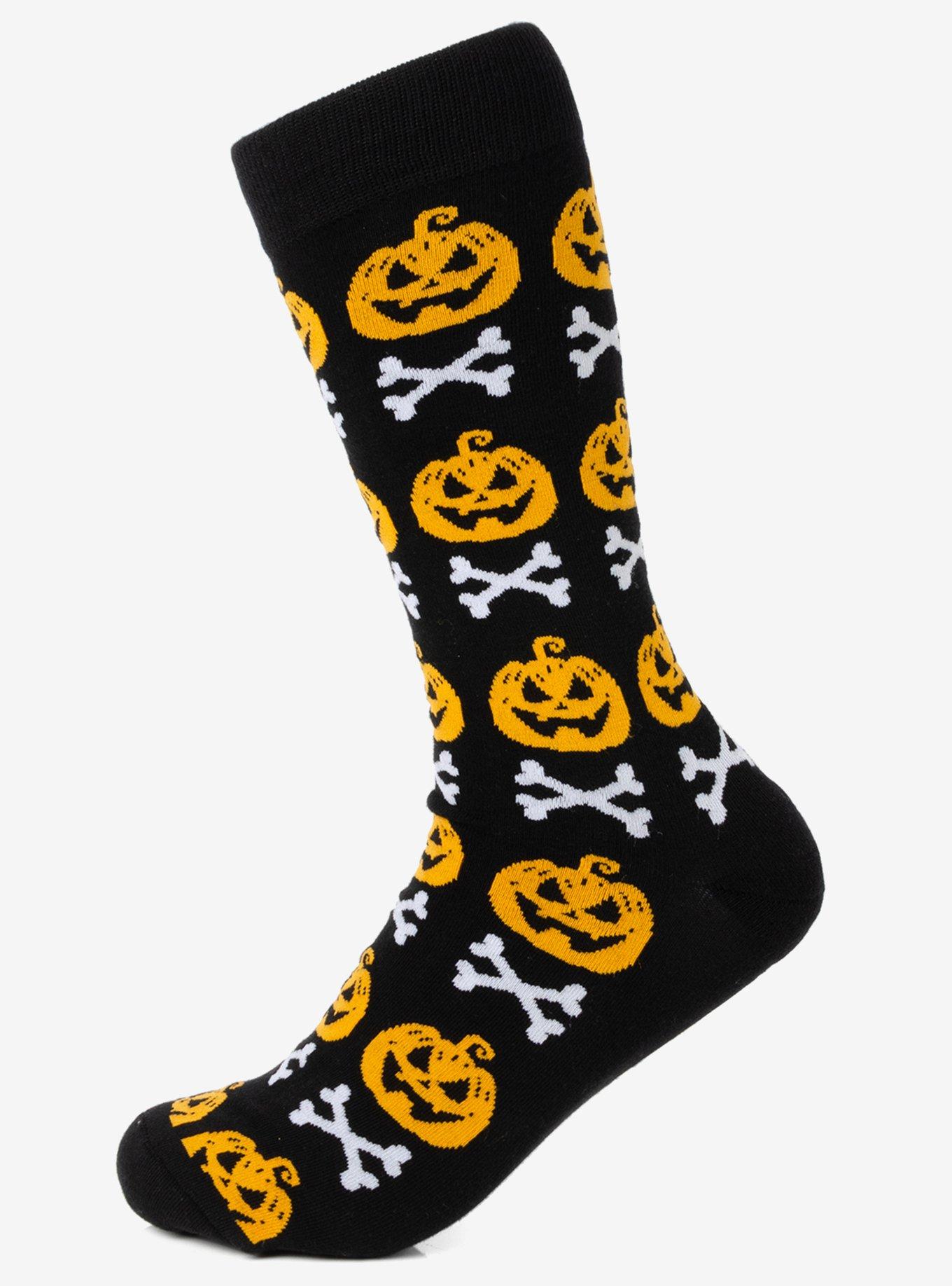 Bad To The Bone Pumpkin Black Men's Socks, , hi-res