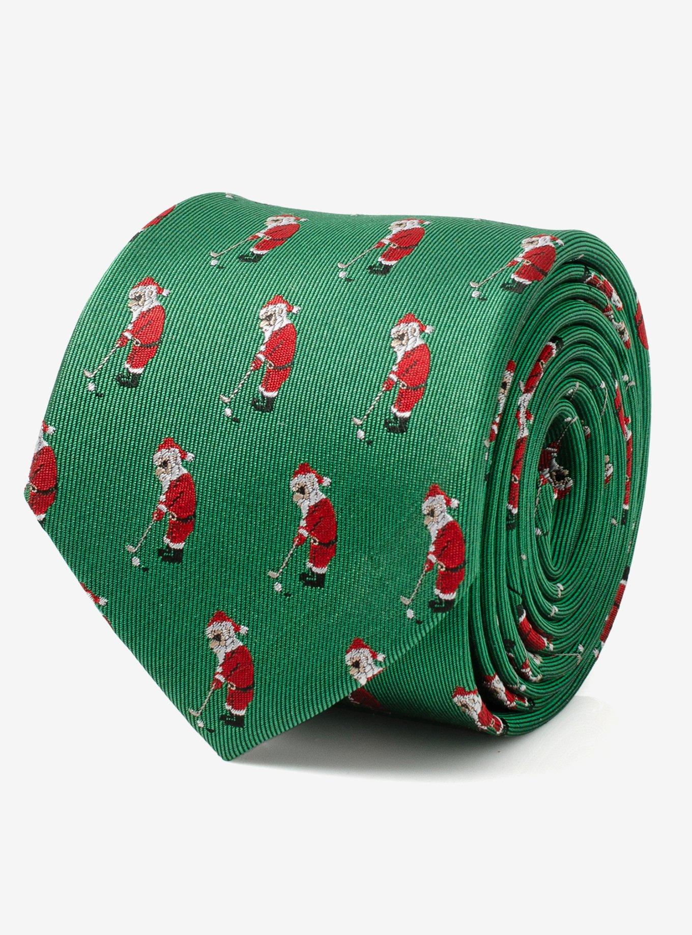 Santa Golf Par-Tee Green Silk Blend Tie, , hi-res