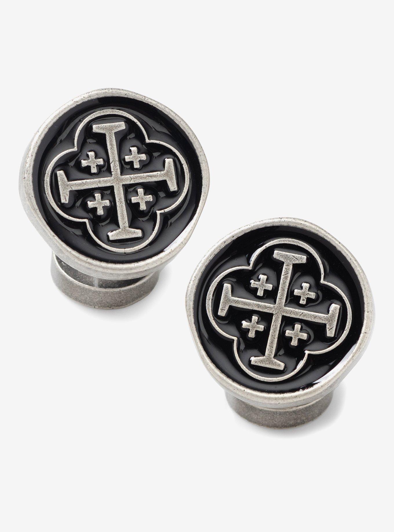 Shipwreck Cross Coin Antique Silver Cufflinks, , hi-res