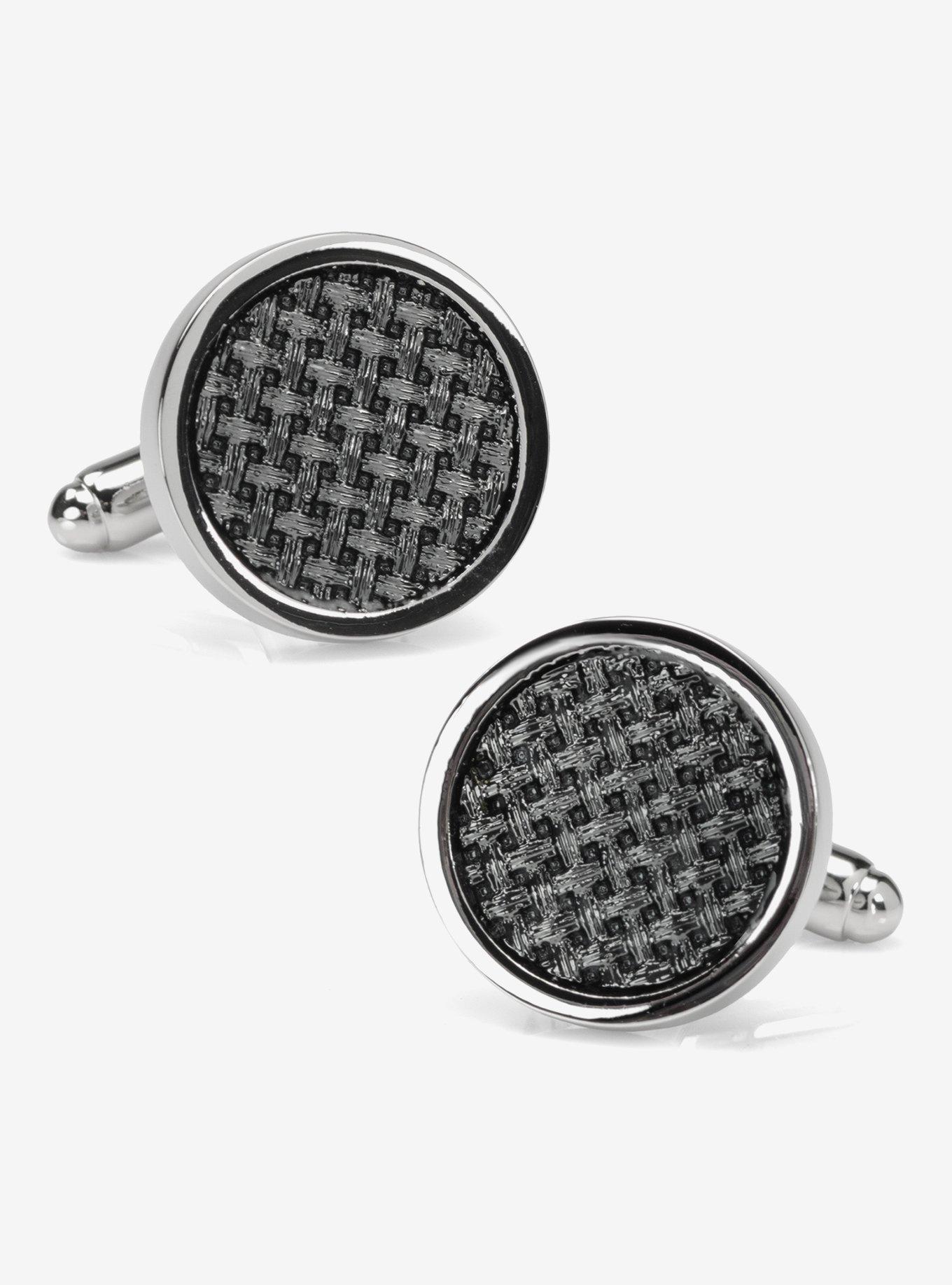 Woven Metal Black Cufflinks, , hi-res