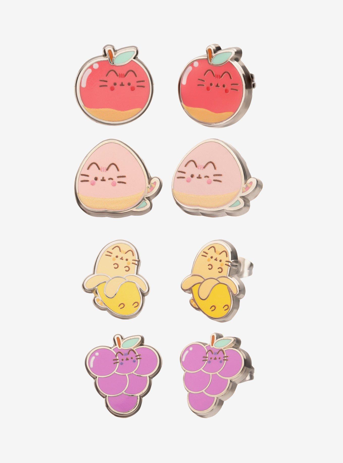 Pusheen Fruits Stud Earrings Set, , hi-res