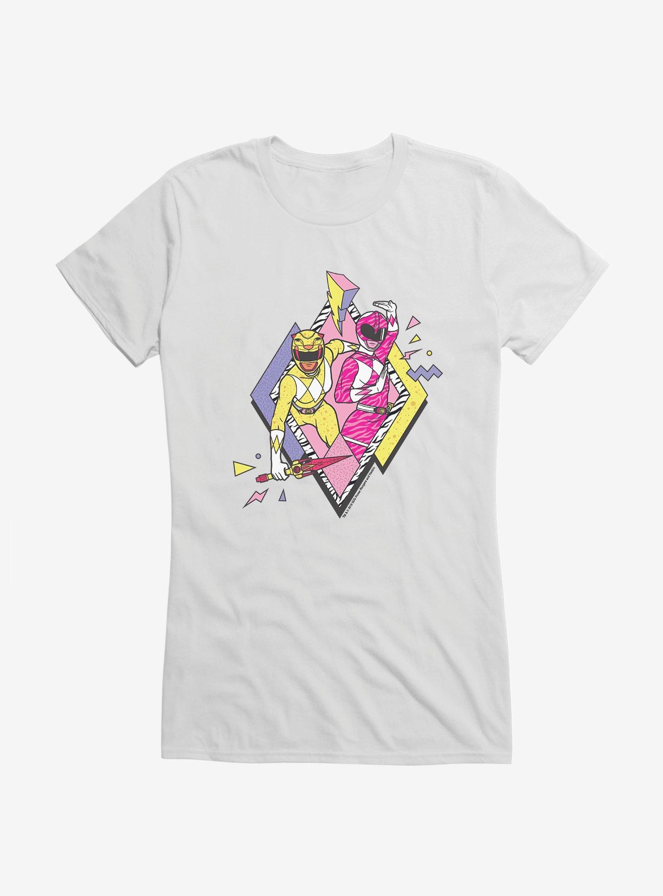 Mighty Morphin Power Rangers Pink Yellow Rangers Defense Girls T-Shrt