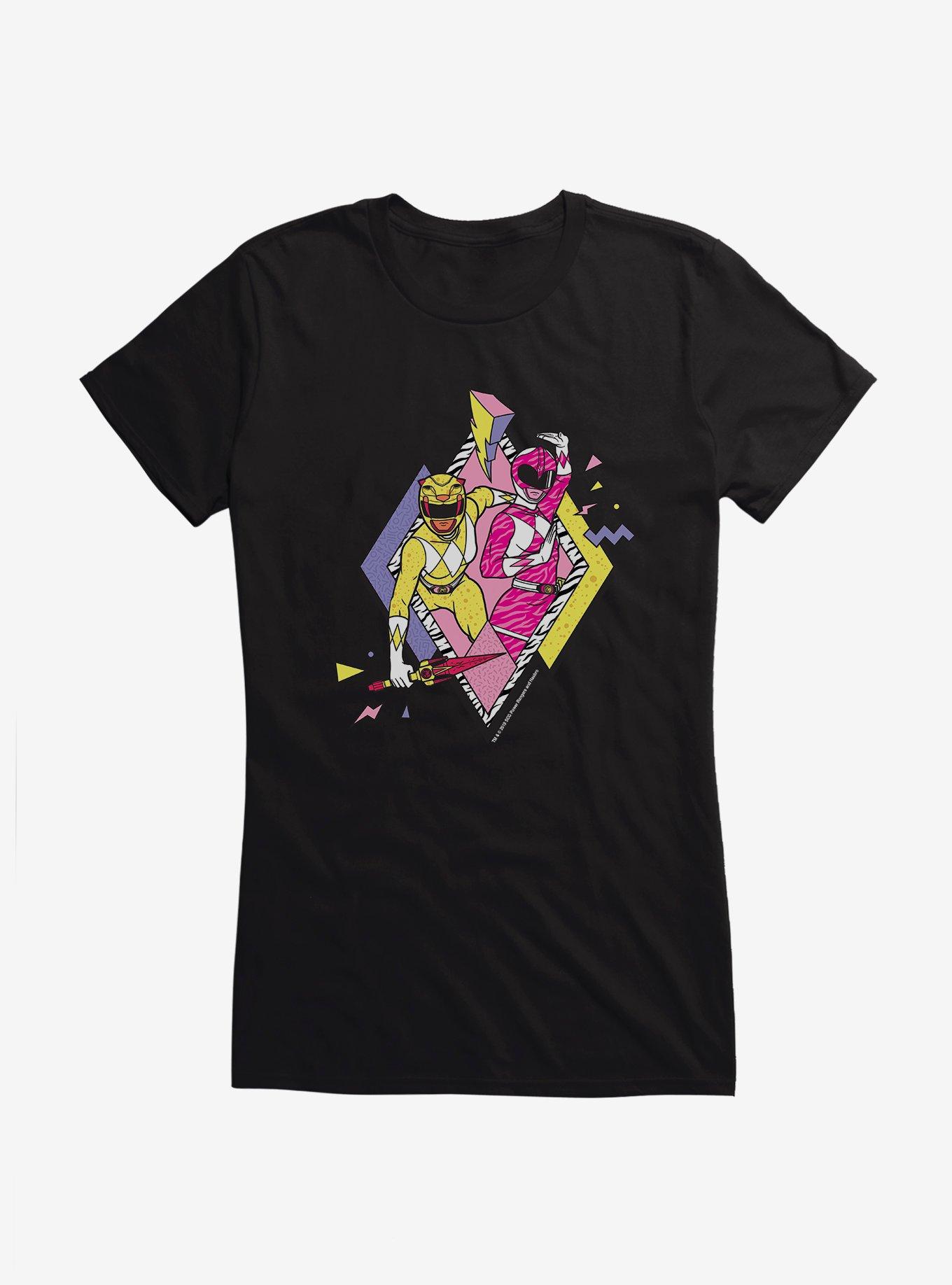Mighty Morphin Power Rangers Pink Yellow Rangers Defense Girls T-Shrt