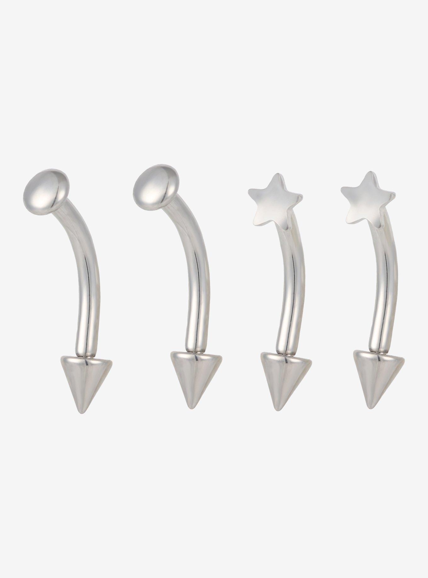 16G Steel Circle Star Labret Curve Barbell 4 Pack, , hi-res