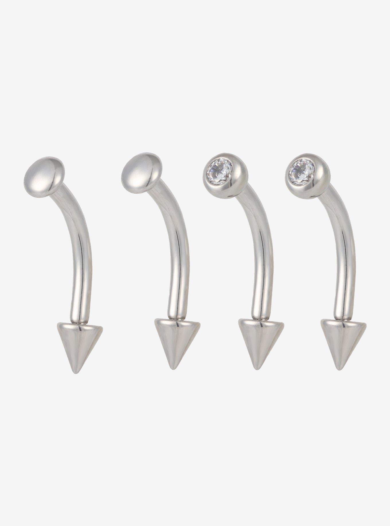 16G Steel Circle Bling Labret Curve Barbell 4 Pack, , hi-res