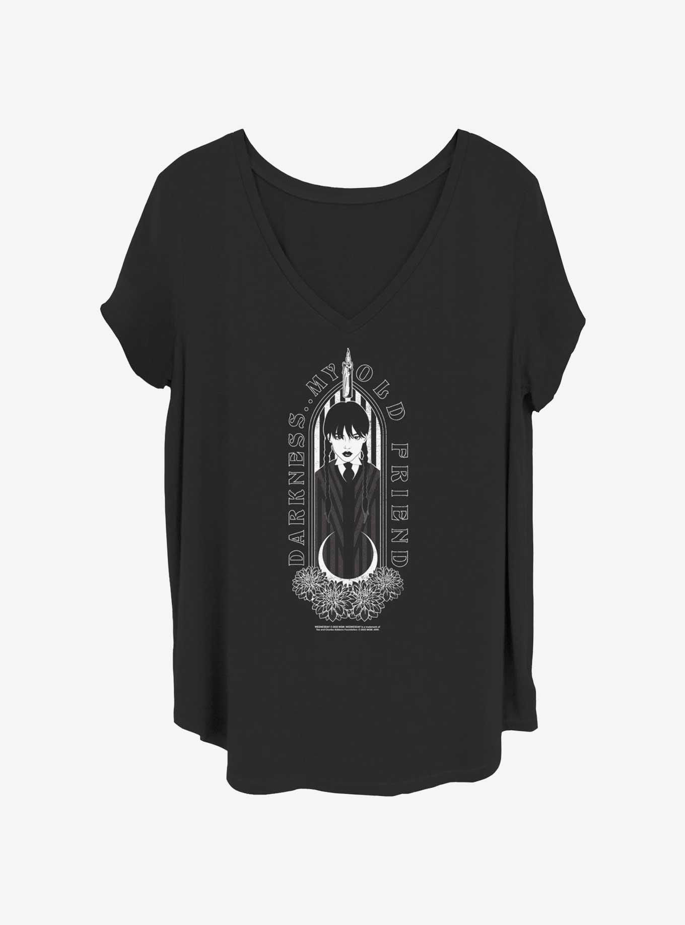 Wednesday Friend Of Darkness Womens T-Shirt Plus Size, BLACK, hi-res