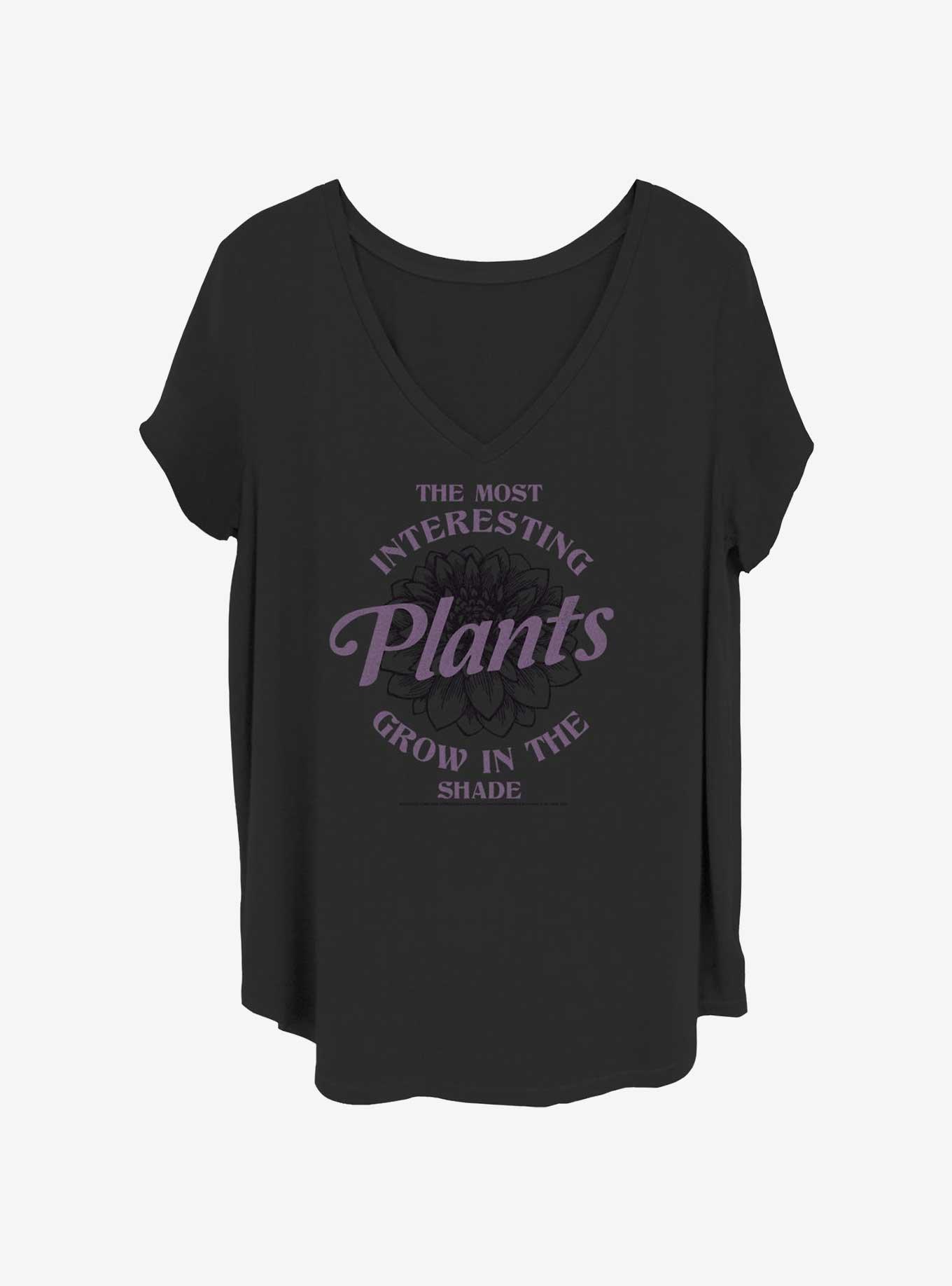 Wednesday Interesting Plants Grow in the Shade Womens T-Shirt Plus Size, BLACK, hi-res