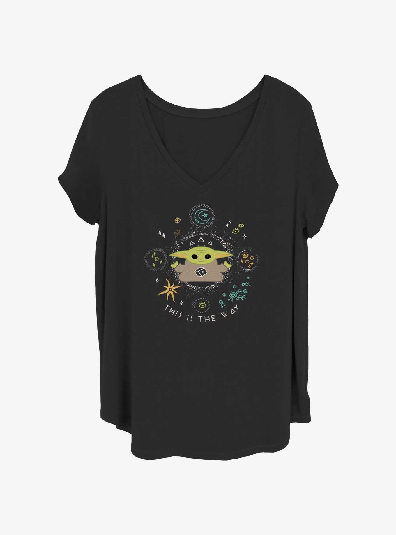 Star Wars The Mandalorian Grogu Doodle Womens T-Shirt Plus Size, BLACK, hi-res