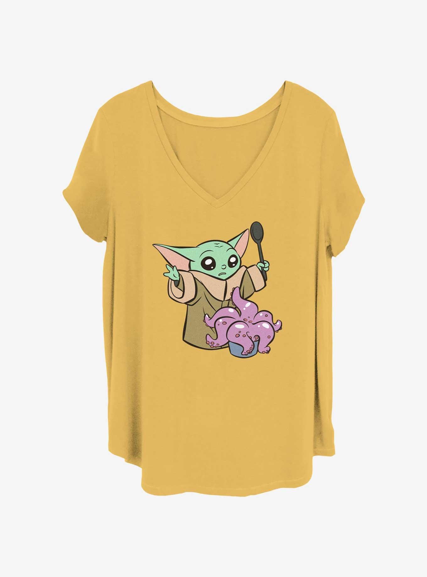 Star Wars The Mandalorian Grogu Cooking Womens T-Shirt Plus Size, OCHRE, hi-res