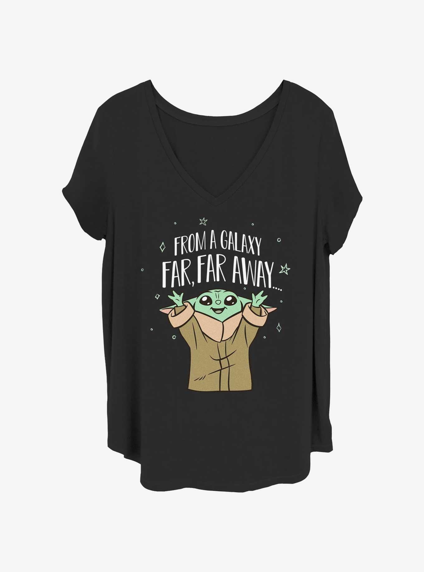 Star Wars The Mandalorian Grogu Far Far Away Womens T-Shirt Plus Size, BLACK, hi-res