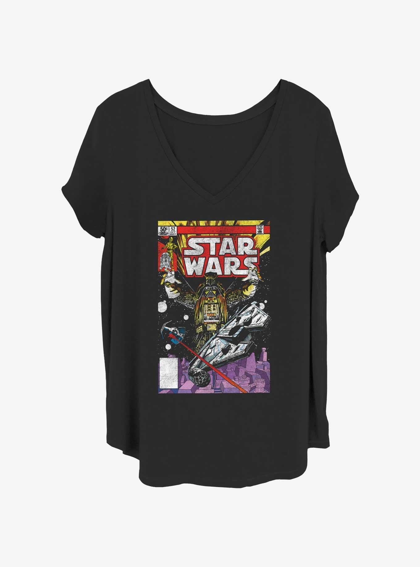 Star Wars Comic Vader Attacks Womens T-Shirt Plus Size, BLACK, hi-res