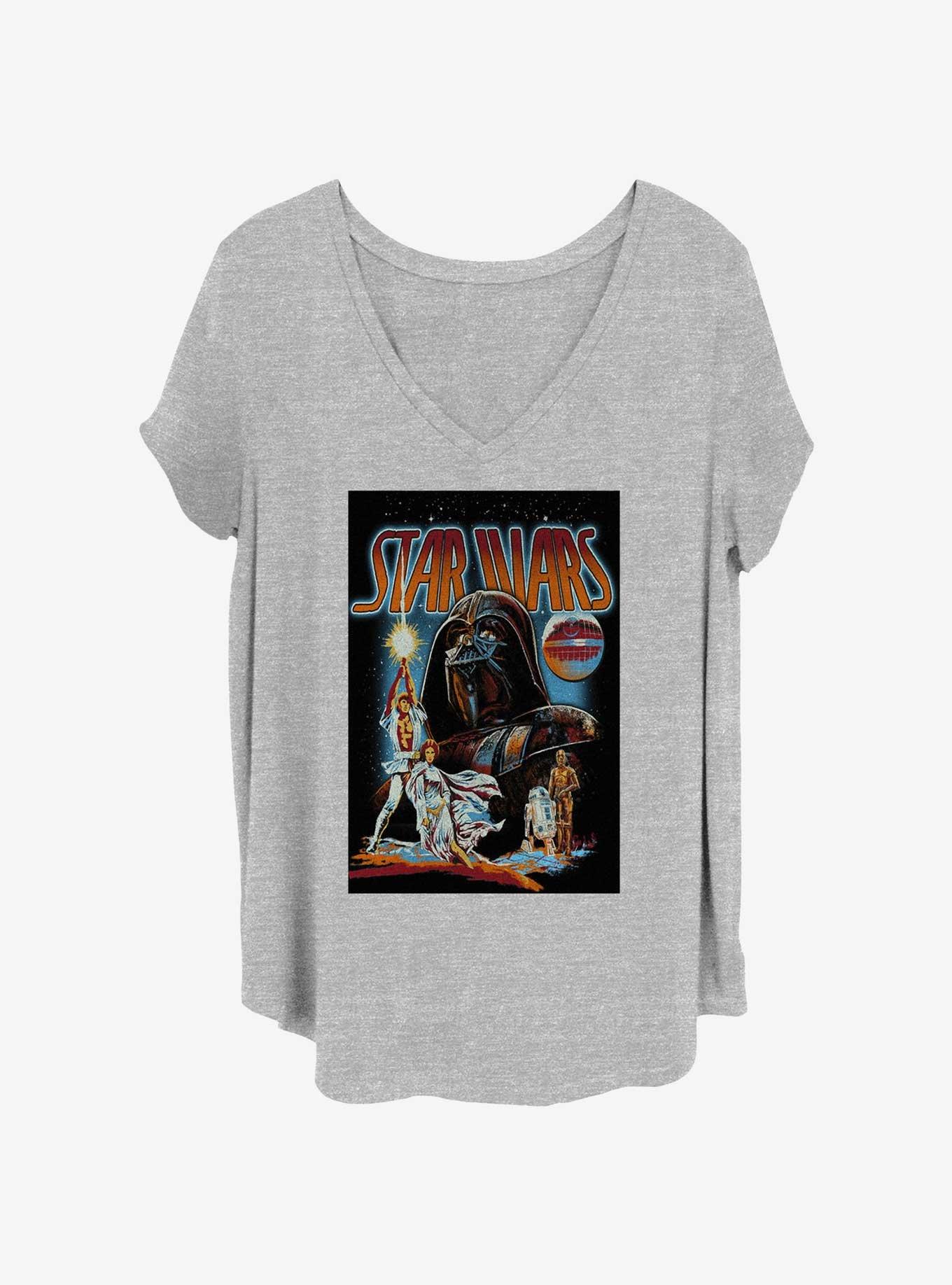 Star Wars Classic Group Shot Womens T-Shirt Plus Size, HEATHER GR, hi-res