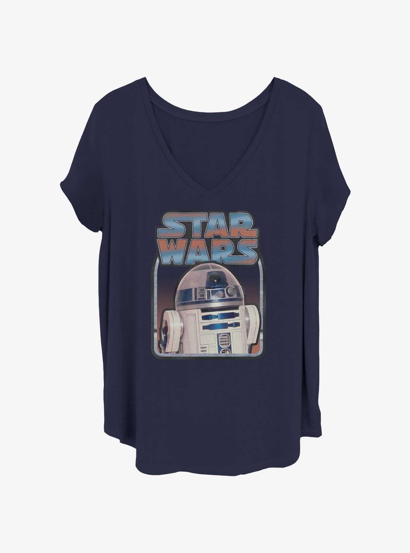 Star Wars Retro R2D2 Womens T-Shirt Plus Size, NAVY, hi-res