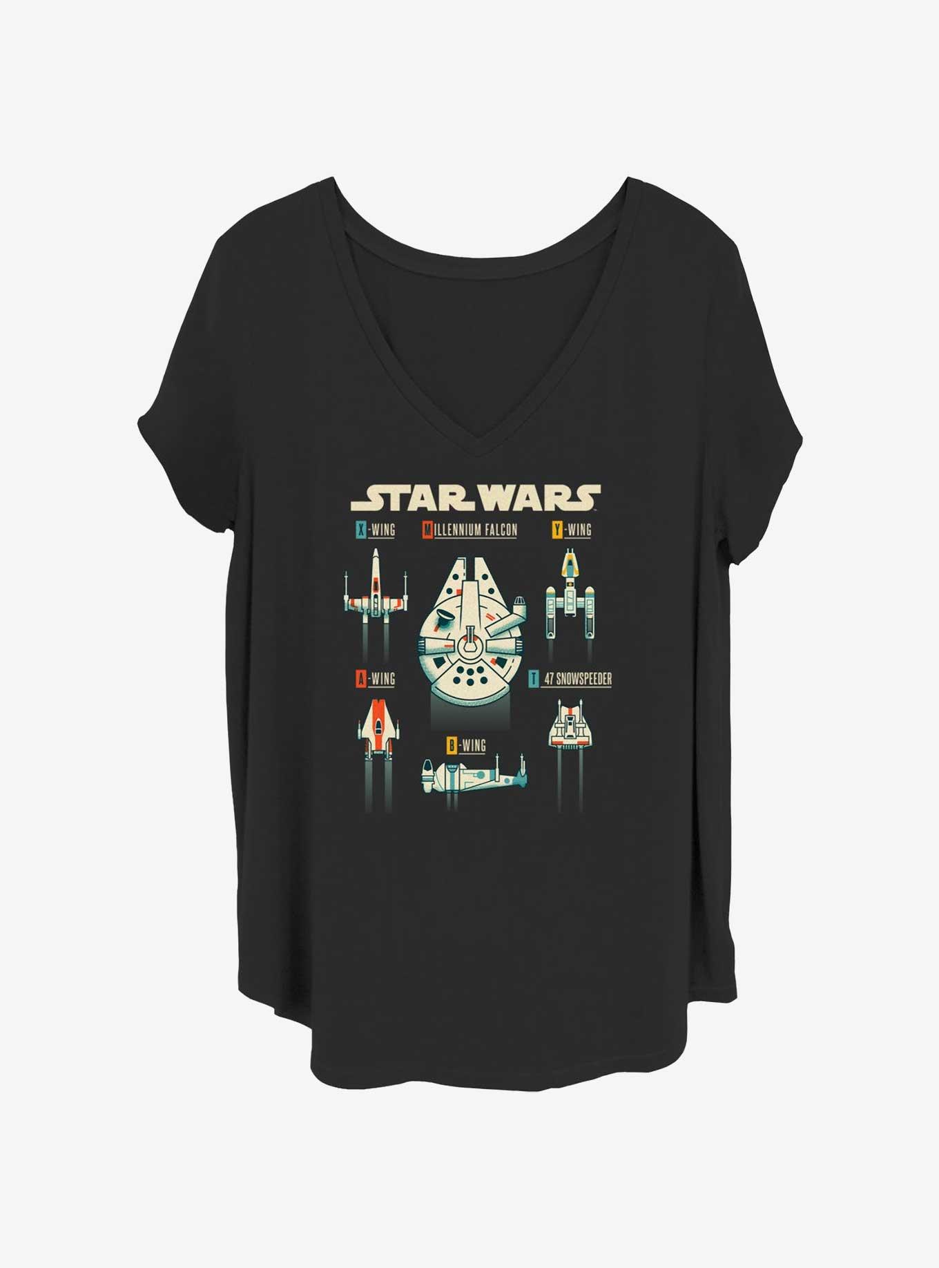 Star Wars Rebel Ships Womens T-Shirt Plus Size, BLACK, hi-res