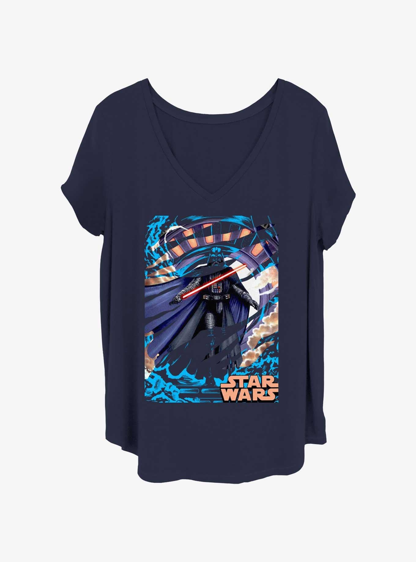 Star Wars Vader Steam Womens T-Shirt Plus Size, NAVY, hi-res