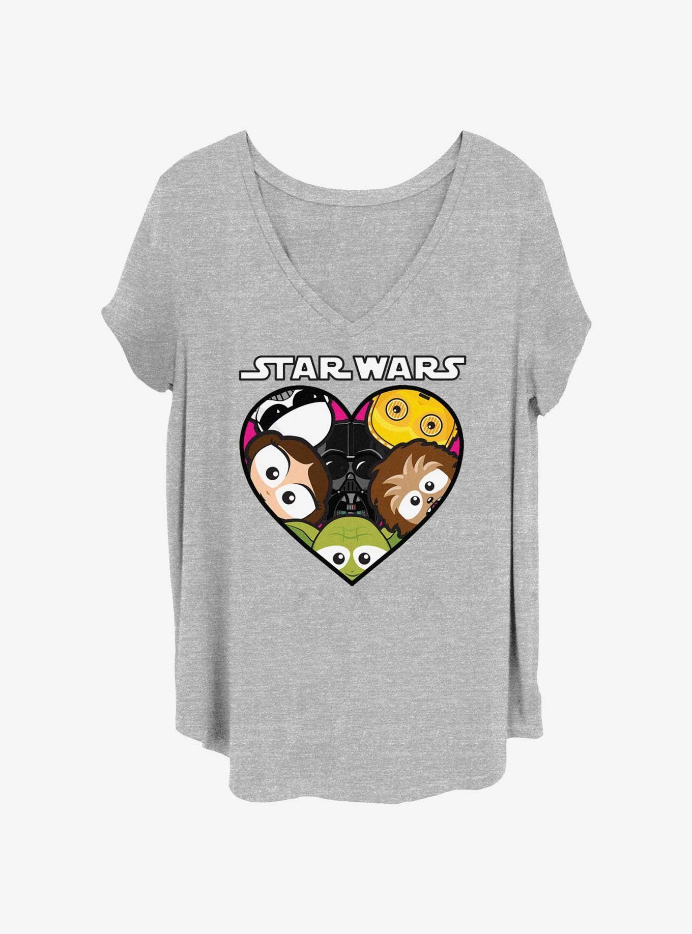 Star Wars Heart Kawaii Womens T-Shirt Plus Size, HEATHER GR, hi-res