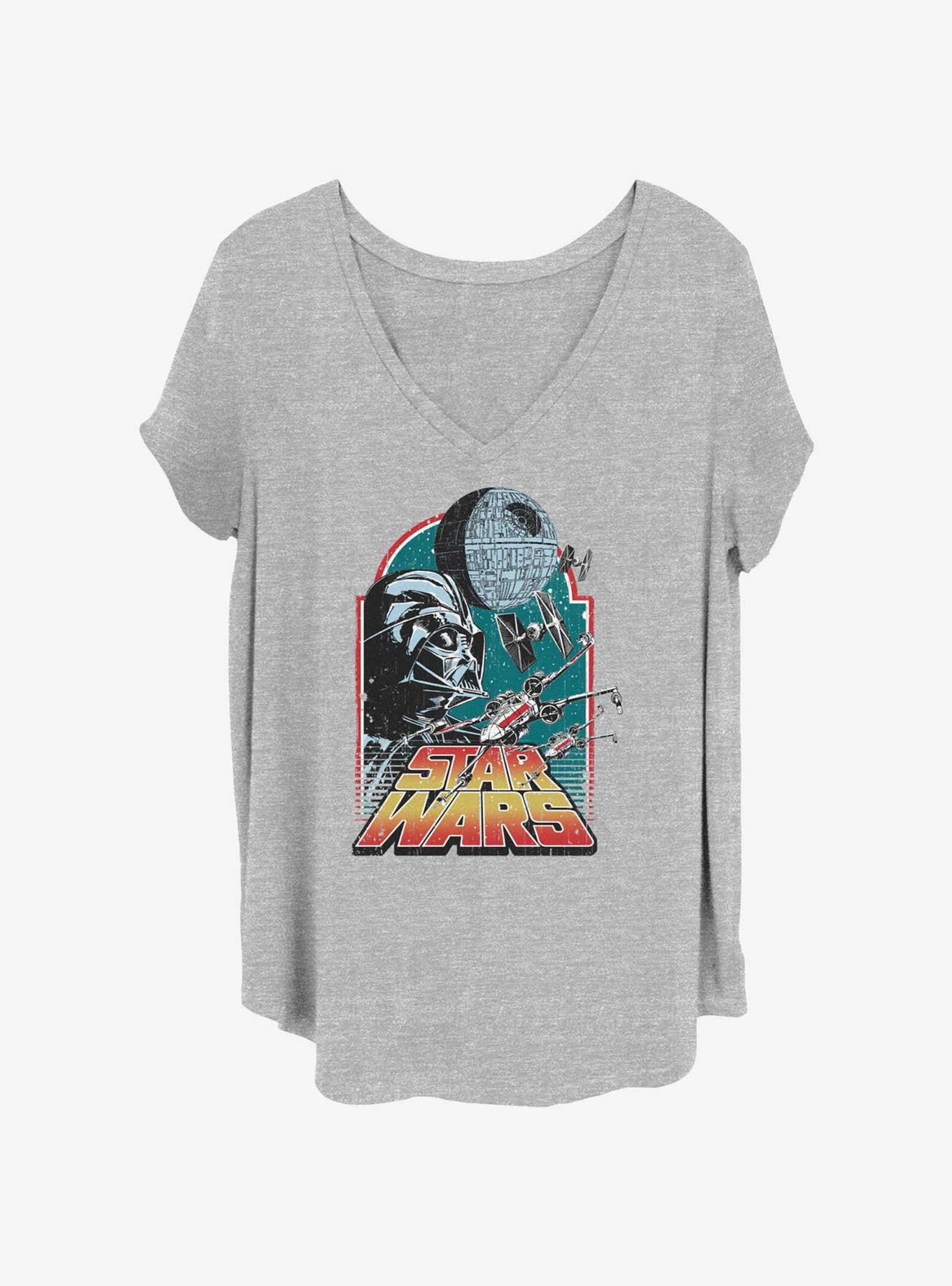 Star Wars Fighting In Space Womens T-Shirt Plus Size, HEATHER GR, hi-res