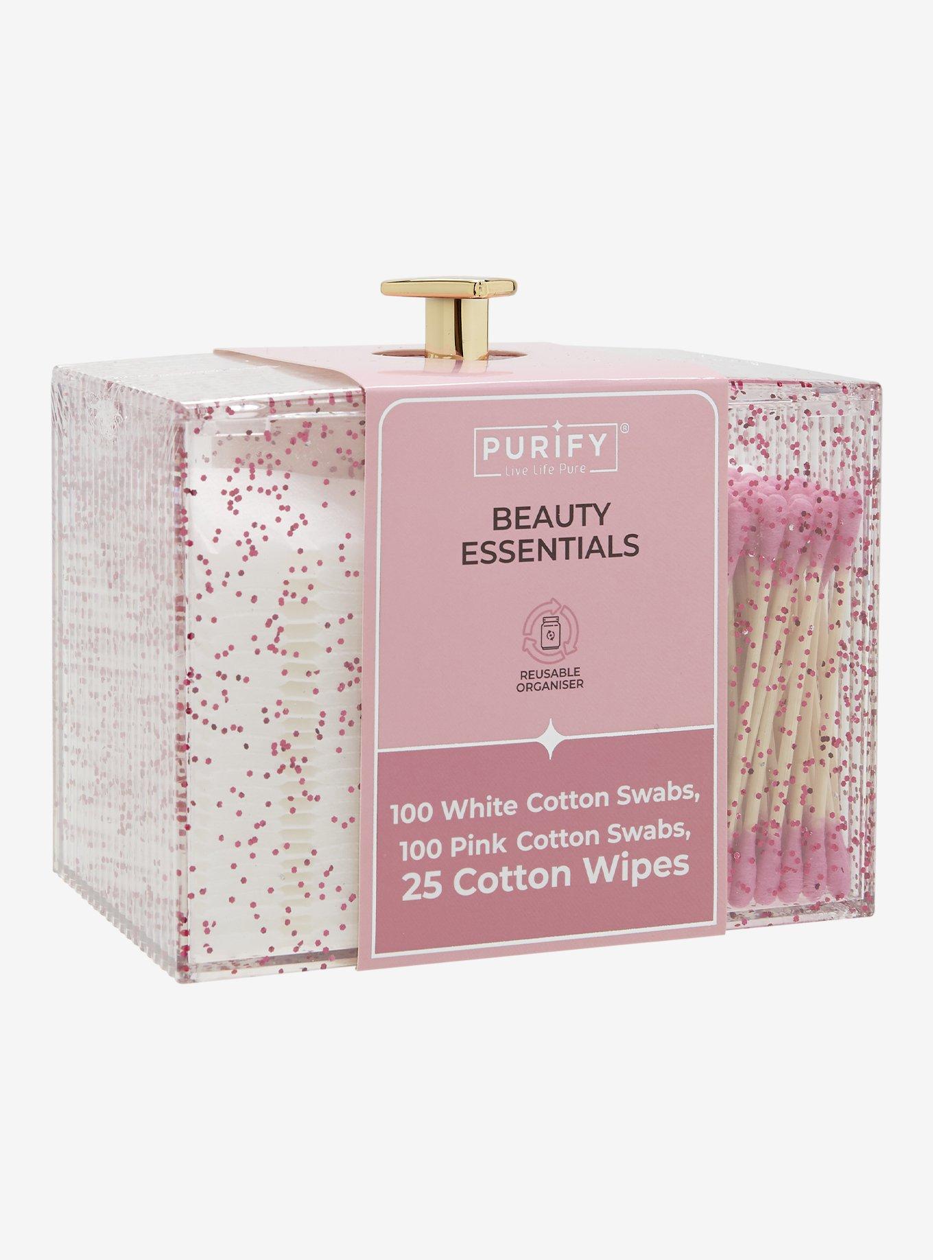Pink Sparkle Cotton Swab & Cotton Pad Set, , hi-res