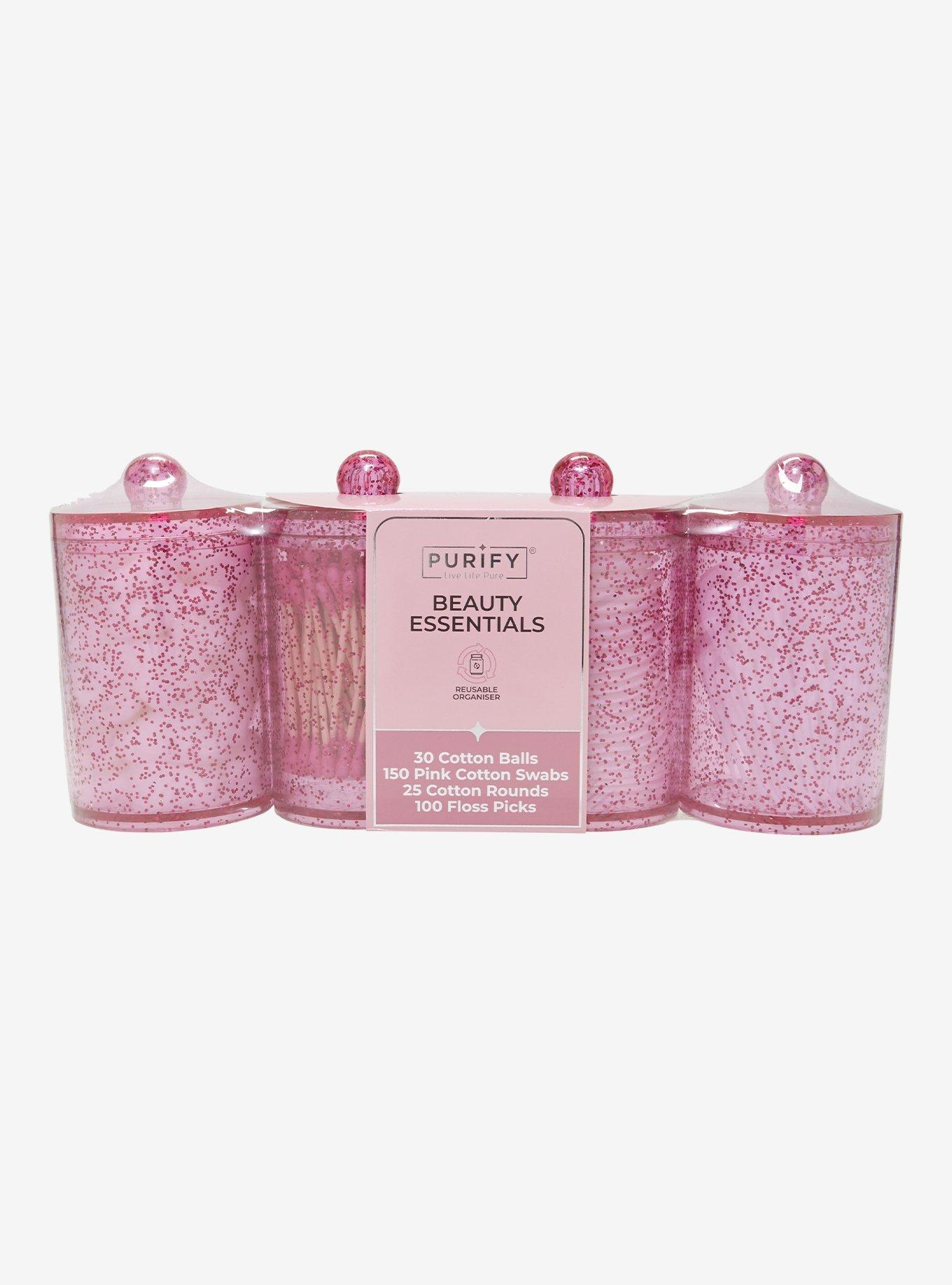 Pink Sparkle Cotton Swab & Floss Pick Container Set, , hi-res