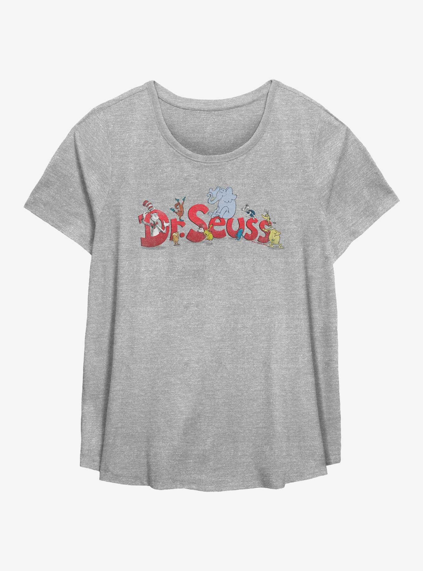 Dr. Seuss Retro Character Mix Womens T-Shirt Plus Size, HEATHER GR, hi-res